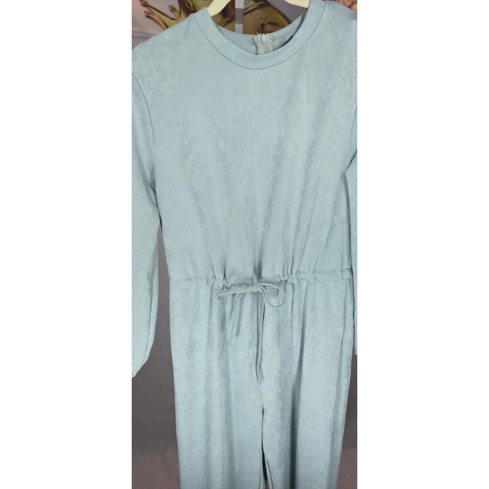 Shein SHEIN Blue Denim Romper Drawstring Waist Long Sleeve XS Size 26" / US 2 / IT 38 - 6 Thumbnail