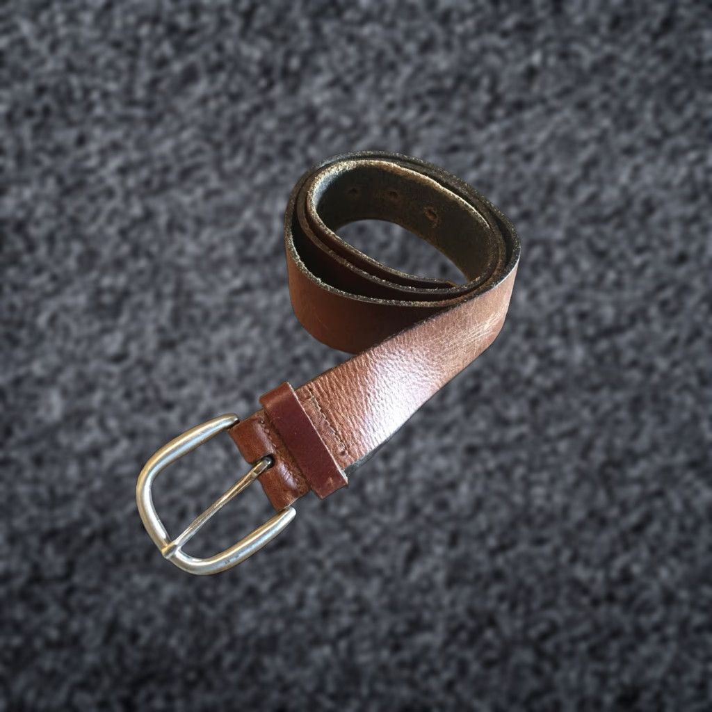 Vintage Women's Leather Belt Size 35 Brown 1-1/2'' Wide Floral Print Belt Women Size ONE SIZE - 1 Thumbnail