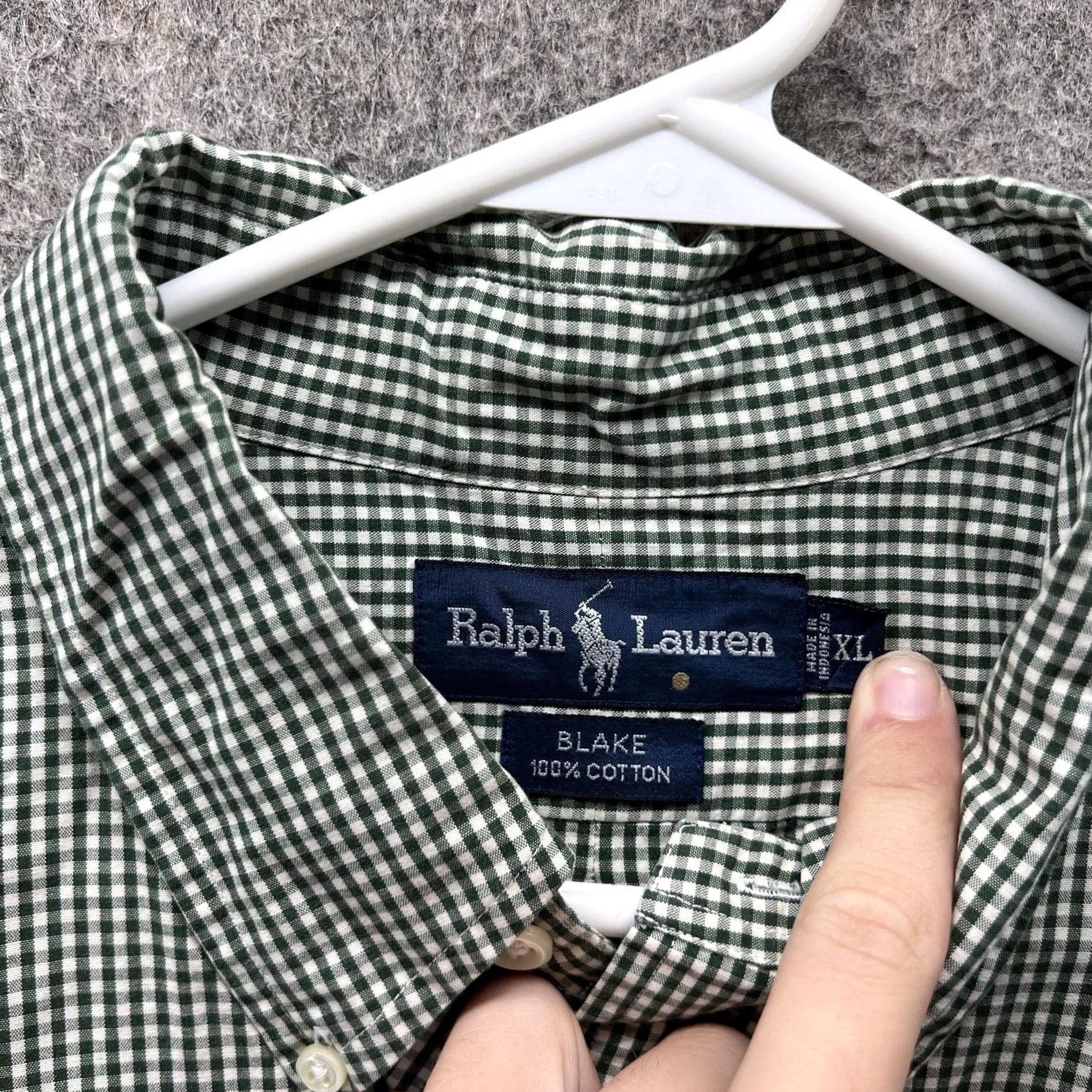 Ralph Lauren VINTAGE Ralph Lauren Dress Shirt Mens XL Green Check Oxford Button Front Woven Size 46R - 5 Thumbnail
