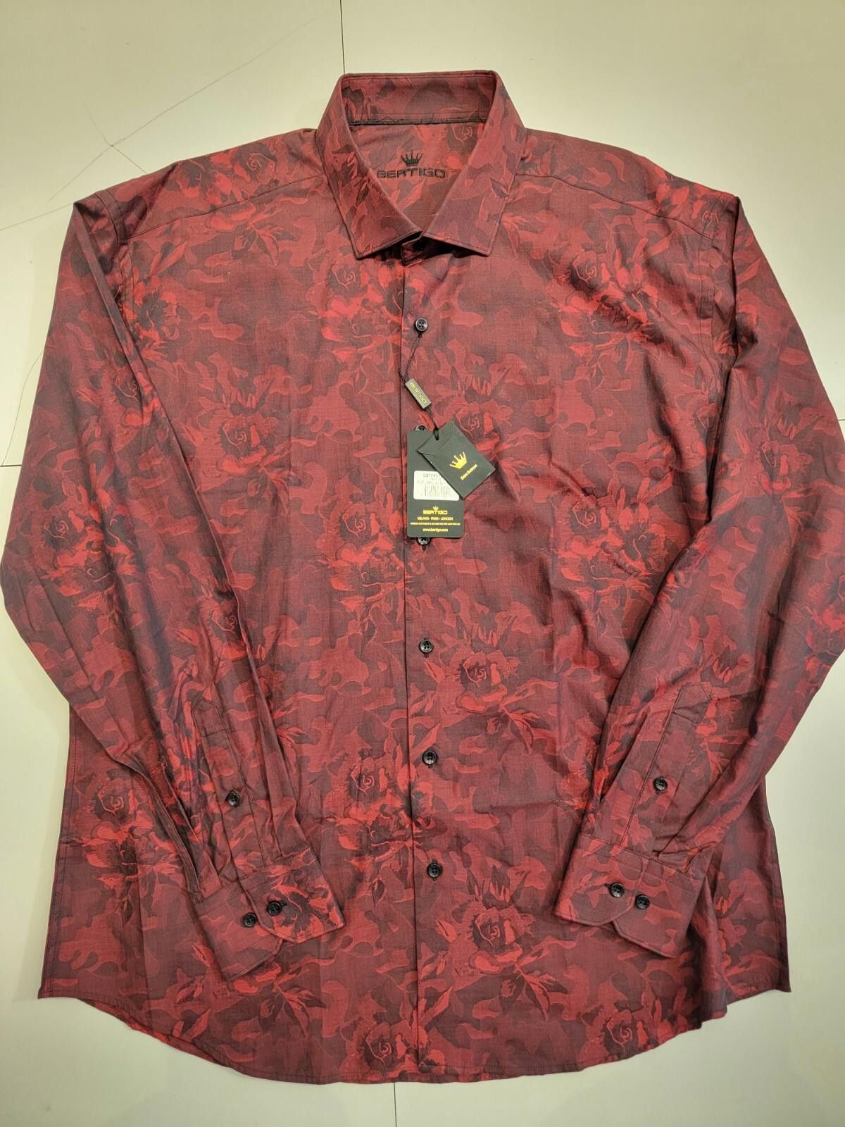 Other Vintage Bertigo Shirt Mens Button Up Red Dress Floral 2XL Size US XXL / EU 58 / 5 - 1 Thumbnail