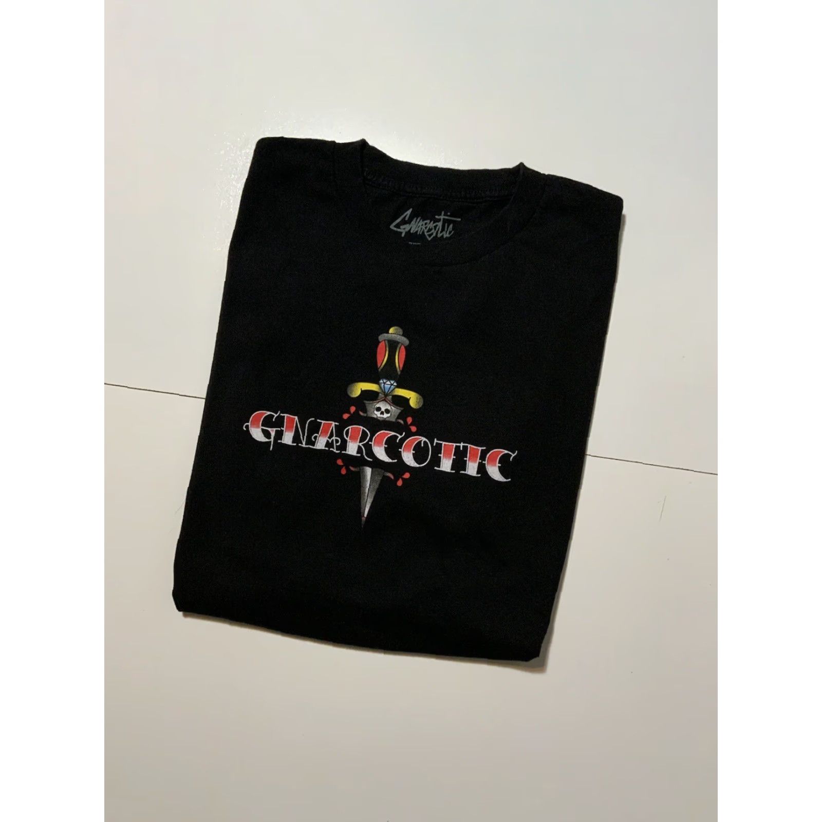 Vintage Gnarcotic Street Addict Lil Gnar Knife Tattoo Skull Skate Graphic T-Shirt Sz. L Size US L / EU 52-54 / 3 - 2 Thumbnail