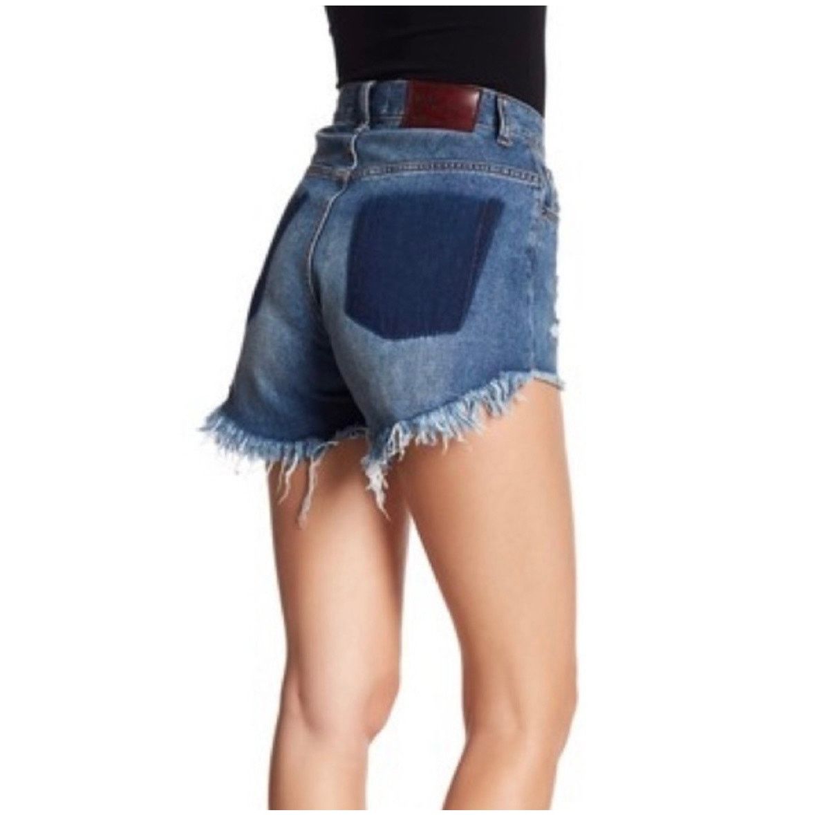 One Teaspoon NEW ONE TEASPOON Hawks Blue Raw Hem Denim Cutoffs Jean Short Size 24" / US 00 / IT 34 - 8 Thumbnail
