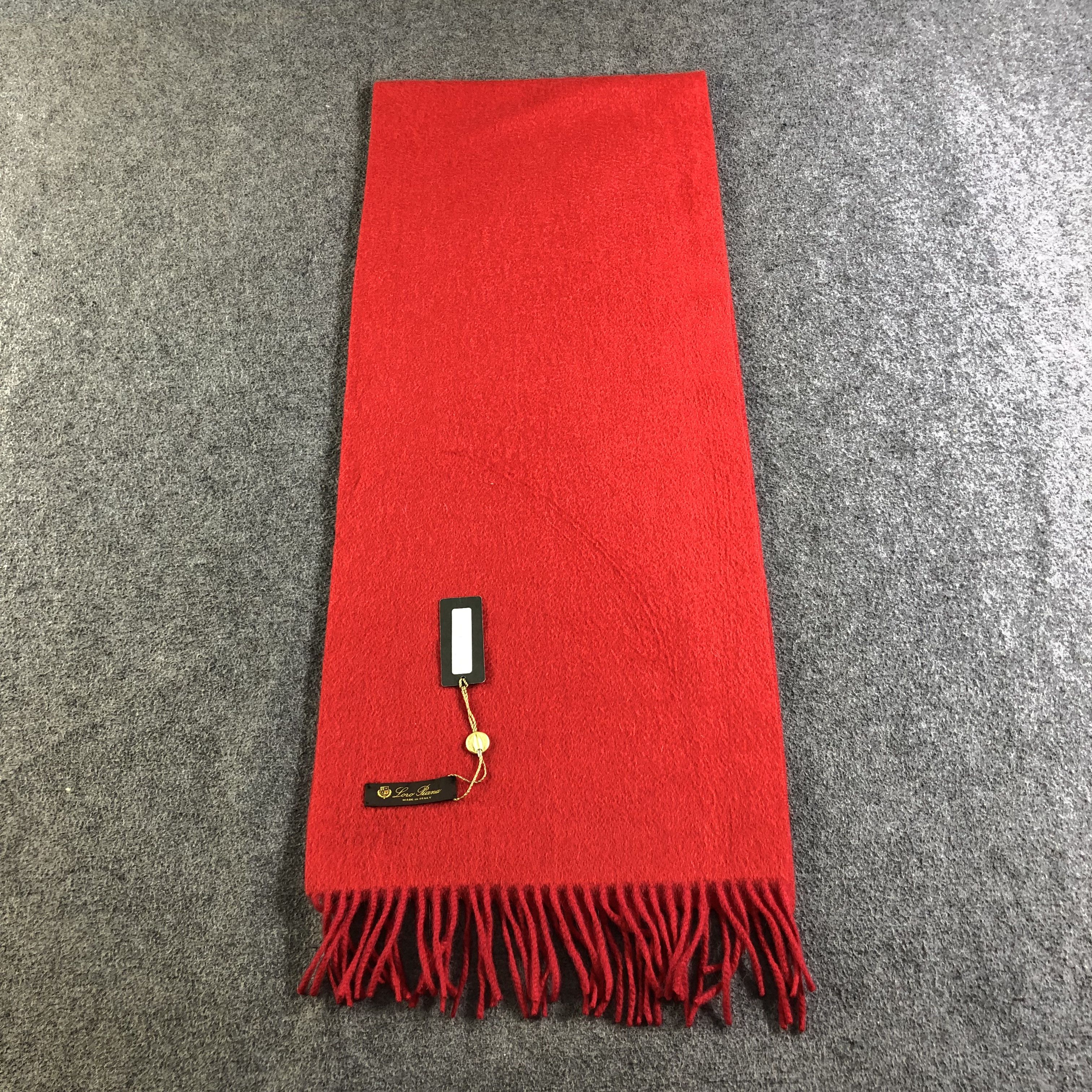 Loro Piana Loro Piana Plain Red Cashmere Scarf Muffler V2601 Size ONE SIZE - 2 Thumbnail