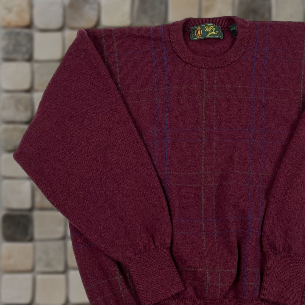 Vintage VINTAGE Bobby Jones Sweater Mens Large Red Wool Long Sleeve Pullover Golf Check Size US L / EU 52-54 / 3 - 1 Thumbnail