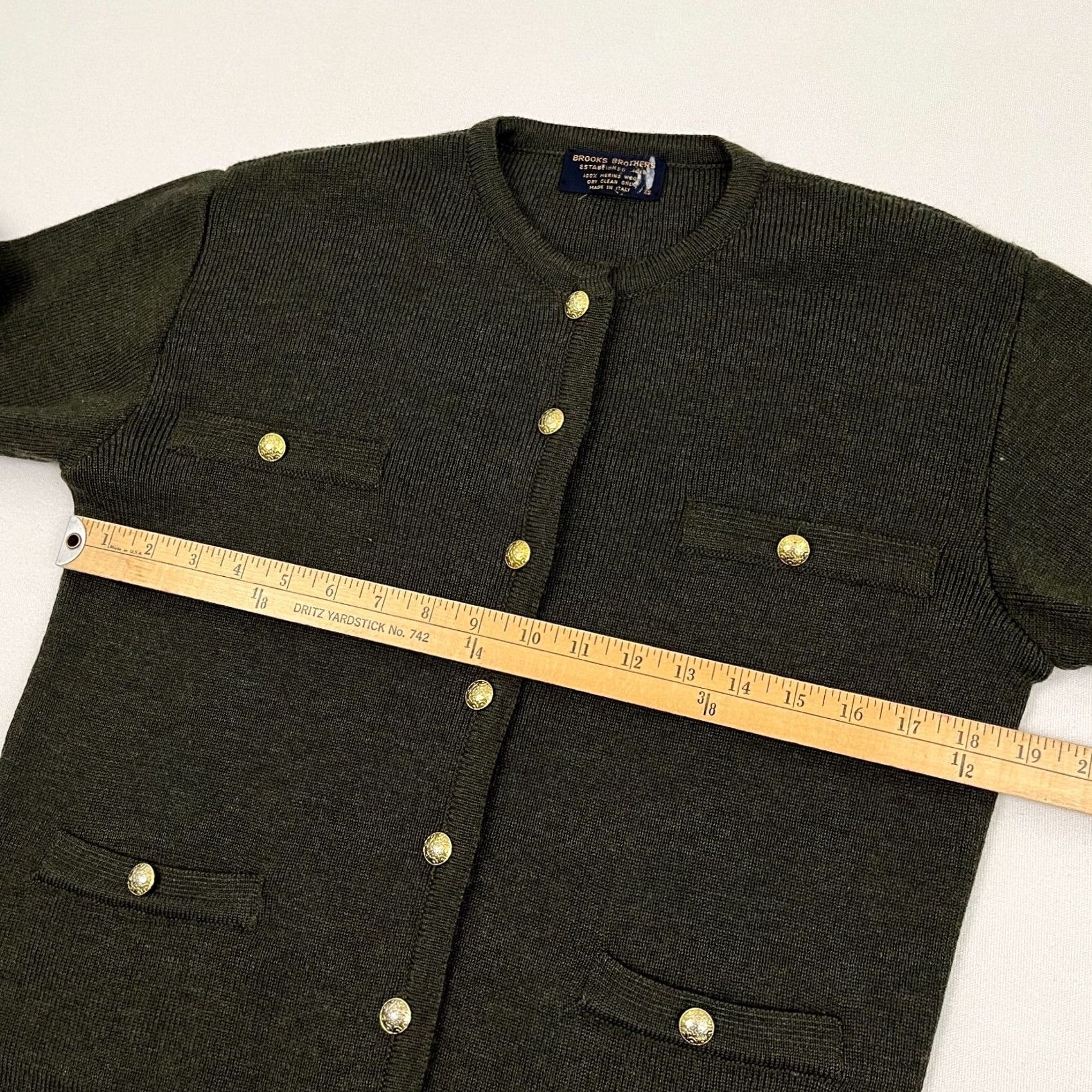 Brooks Brothers VINTAGE Brooks Brothers Cardigan Womens XS Green Merino Wool Gold Button Accents Italy Cardigan Womens XS Green Merino Wool Gold Button Accents Italy Size XS / US 0-2 / IT 36-38 - 5 Thumbnail
