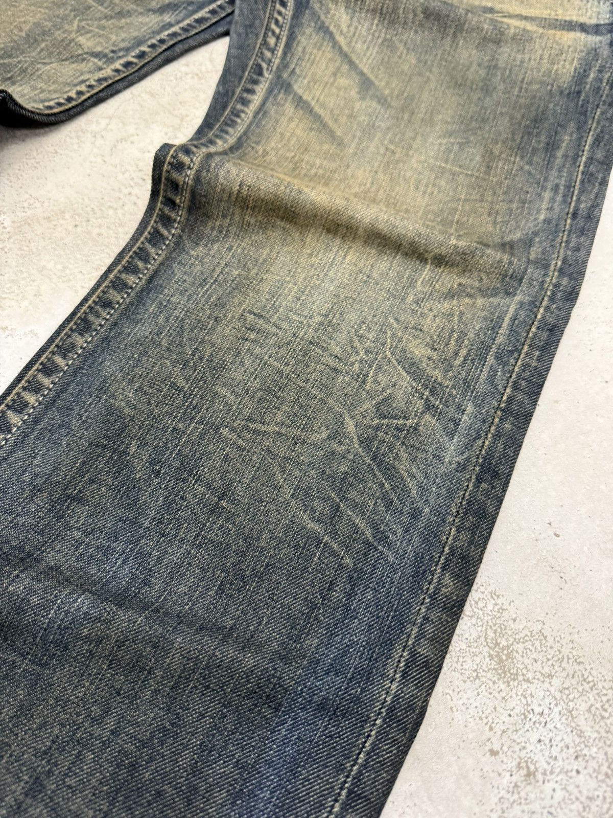 If Six Was Nine Ikka Japan Tribal Embroidered Muddy Wash Flared Denim Jeans Size US 29 - 7 Thumbnail