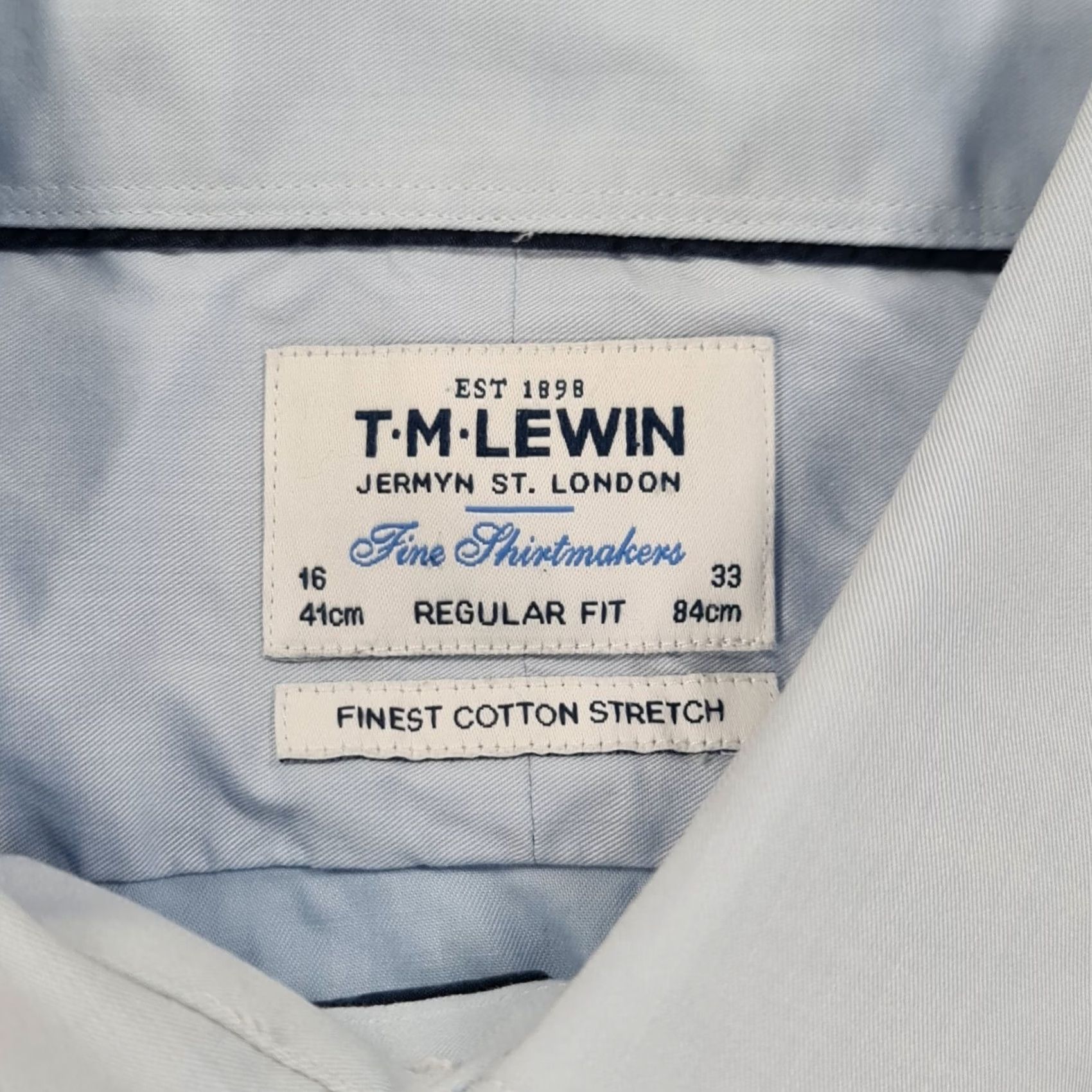 Vintage TM Lewin Mens Shirt Blue 16 Finest Cotton Stretch French Cuffs Button Up Formal Shirt Size 42R - 3 Thumbnail