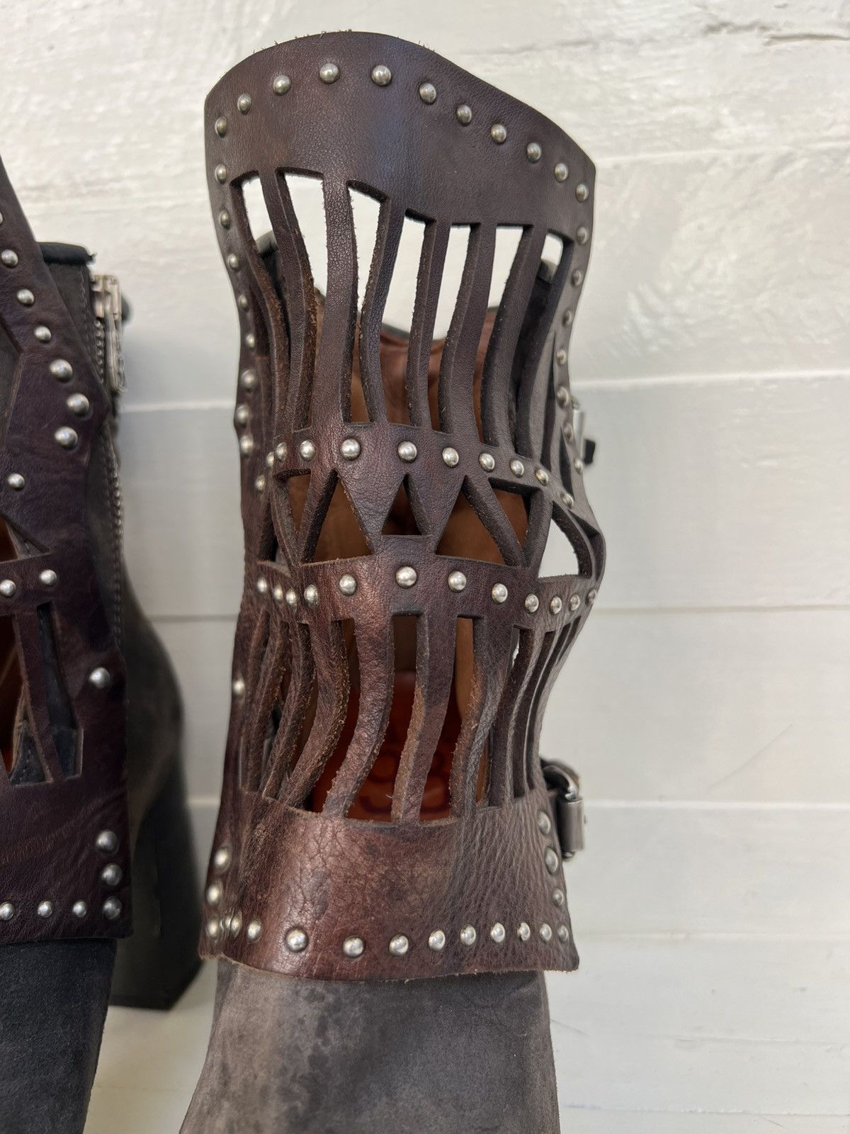 A.S.98 Airstep AS98 Brown Leather Suede Boho Biker Ankle Boots Size US 10 / IT 40 - 7 Thumbnail
