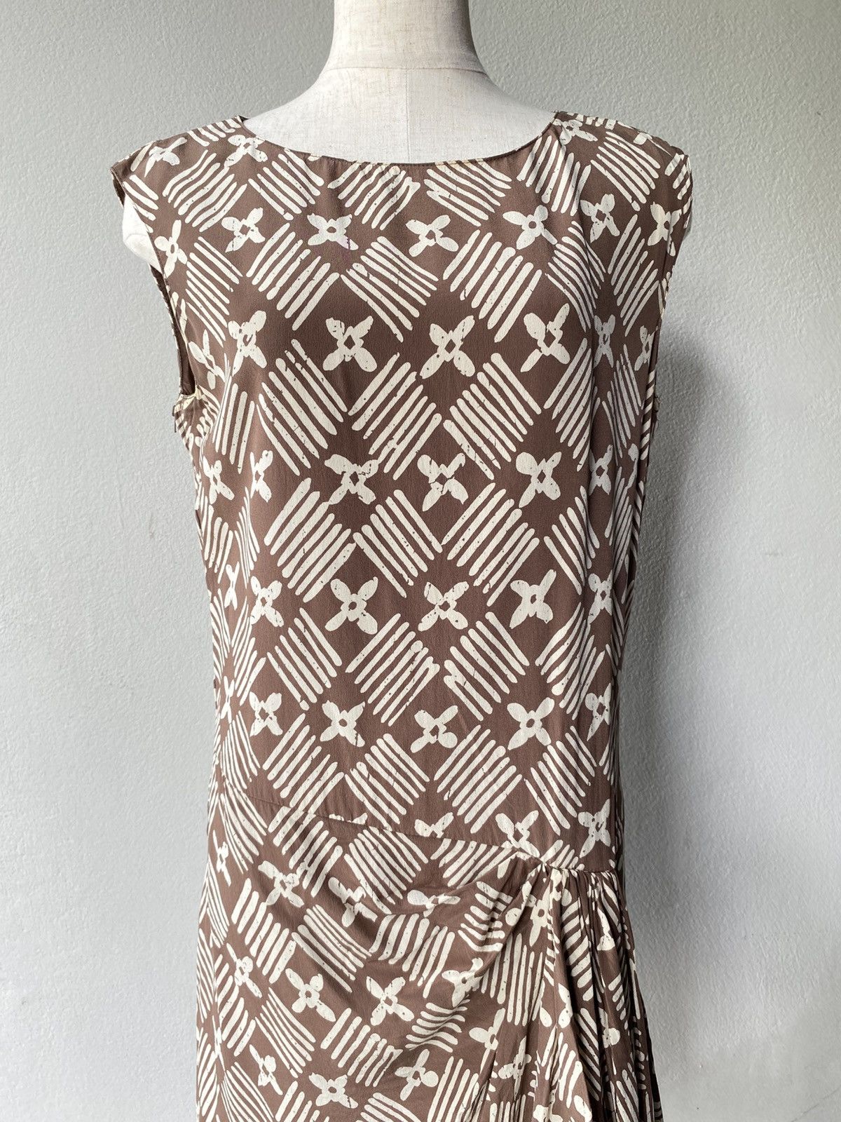 Valentino Valentino Boutique Brown and White Print Mini Dress Size ONE SIZE - 8 Thumbnail