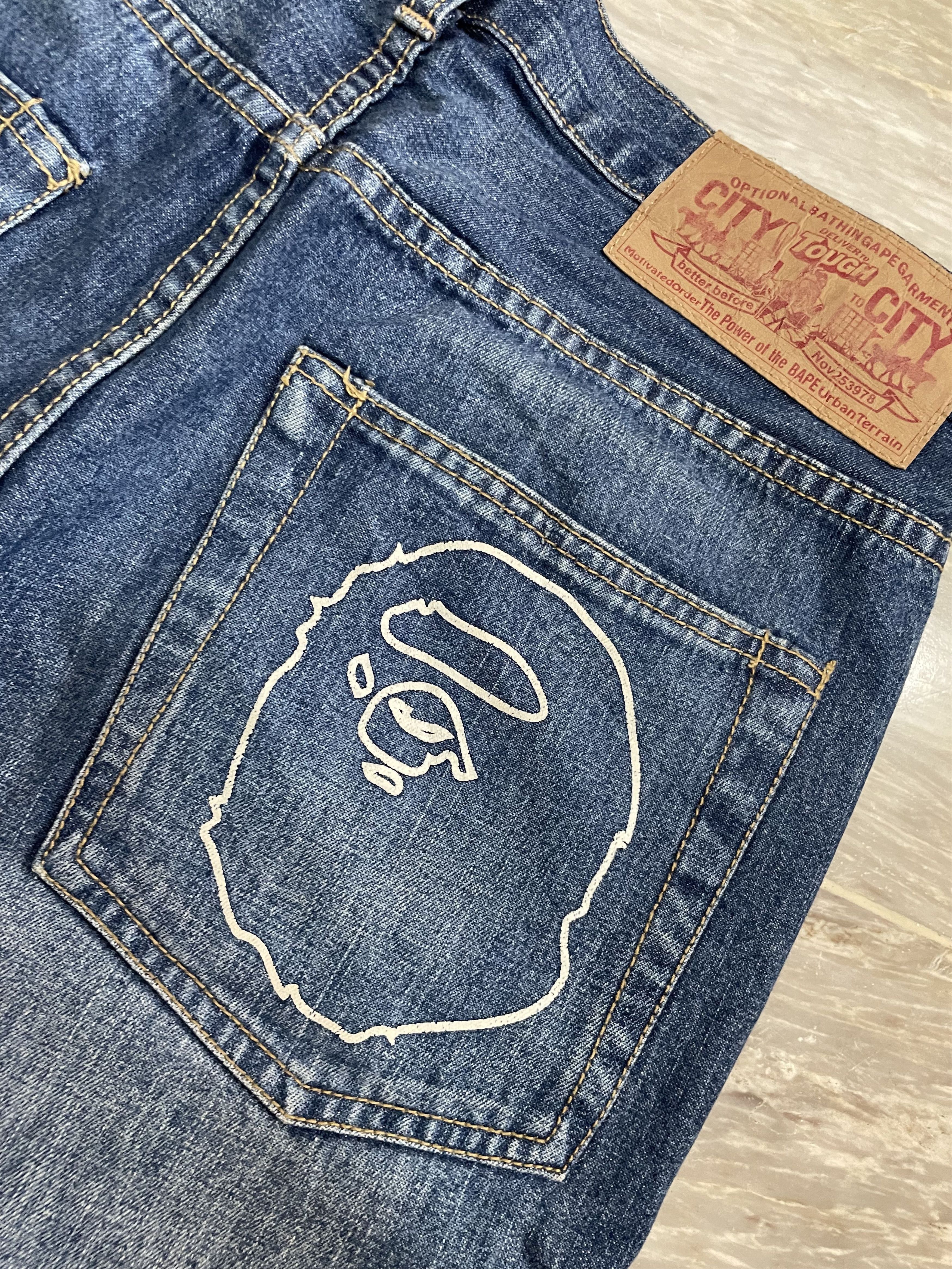 Bape × Nigo × Vintage OG Bape - Double Pocket Logo Denim Pants Size US 32 / EU 48 - 6 Thumbnail