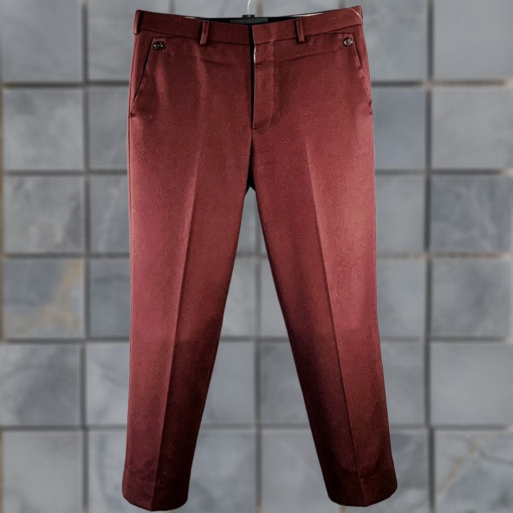 Vintage BLACK FLEECE Dress Pants Burgundy Twill Wool M Men Inseam 27 Button Fly Tapered Wool Pants Size US 31 - 1 Thumbnail
