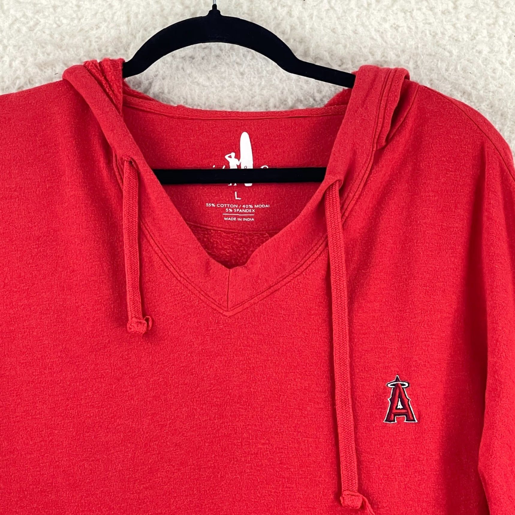 johnnie-O Johnnie-O Red Los Angeles Angels V-Neck Hoodie Sweater Womens Large Pullover Size L / US 10 / IT 46 - 3 Thumbnail