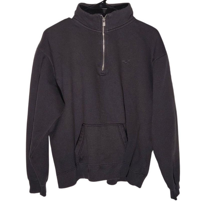 Hollister Hollister Dark Grey Quarter-Zip Pullover - Men's Size L Size US L / EU 52-54 / 3 - 1 Thumbnail