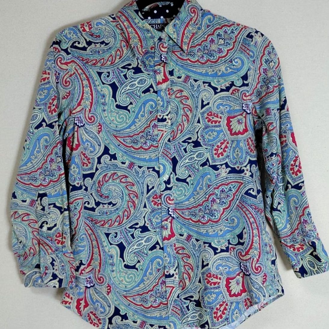Chaps CHAPS Paisley Print Button-Up Shirt Blue Cotton Long Sleeve Women Size S Size S / US 4 / IT 40 - 2 Thumbnail