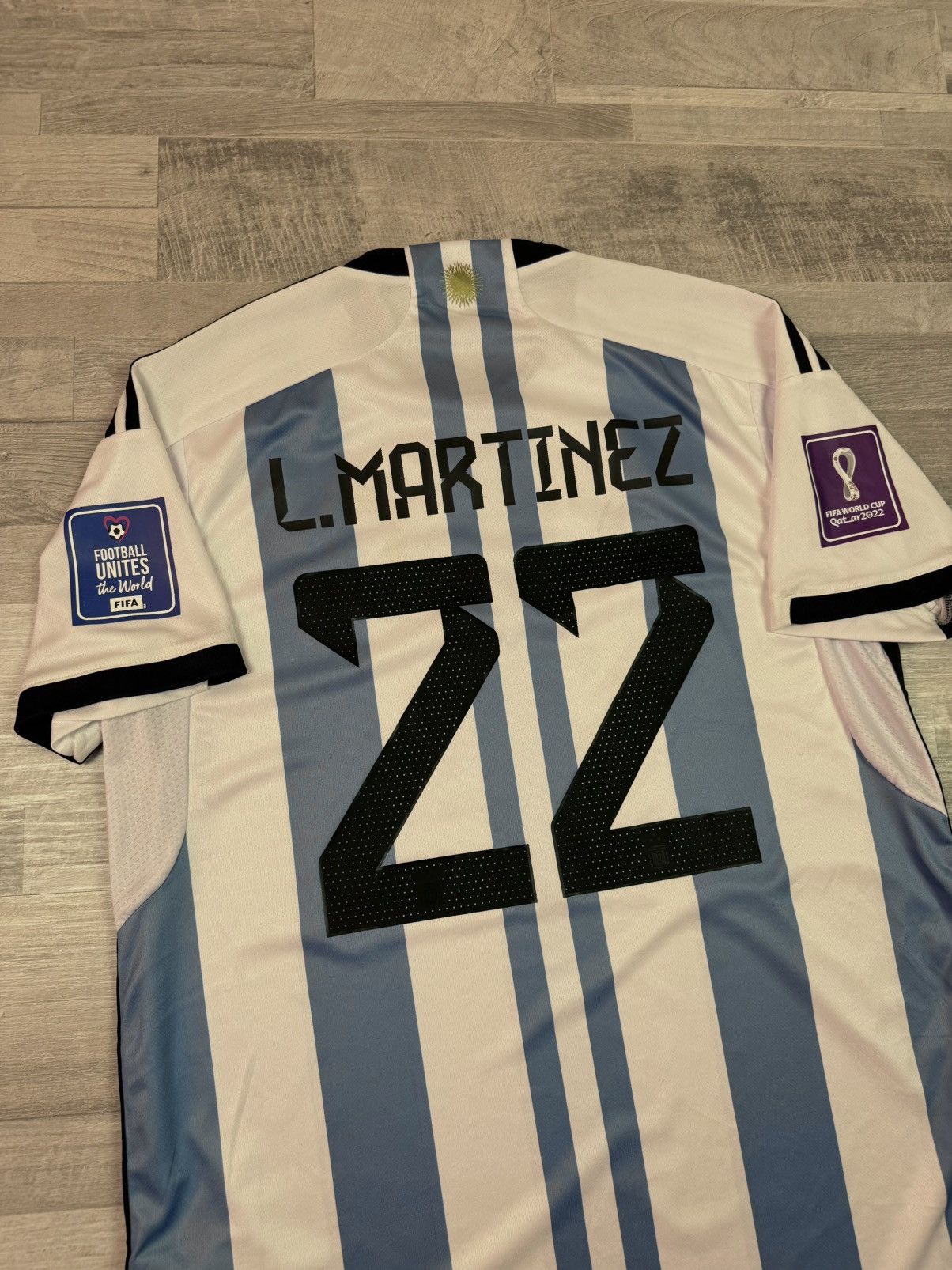 Adidas Argentina Home World Cup 2022 - LAUTARO MARTINEZ #22 Size US XXL / EU 58 / 5 - 3 Thumbnail