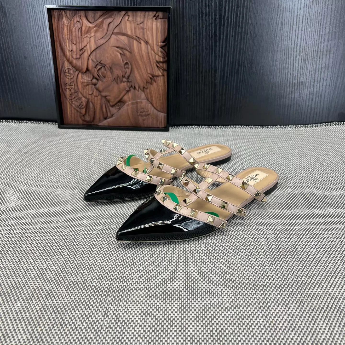 Valentino Valentino Rockstud Flat Black 36 Worn With Box Size US 5.5 / IT 35.5 - 1 Thumbnail