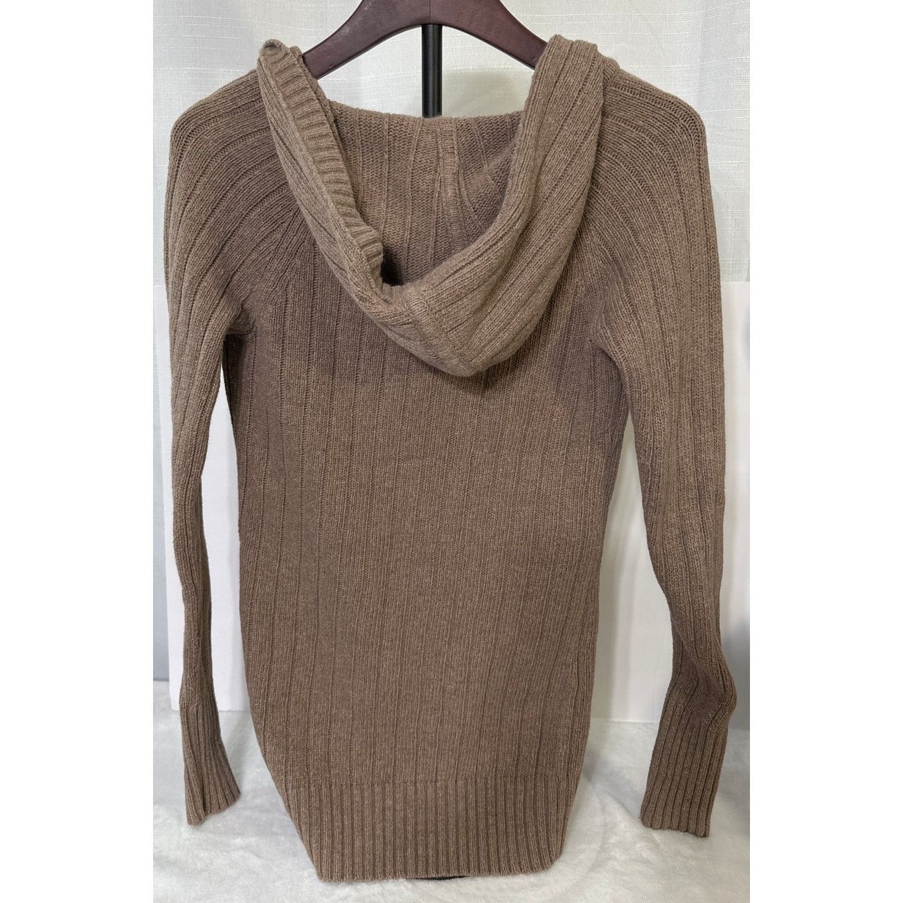 American Eagle Outfitters American Eagle Brown V Neck Hooded Sweater Size Small Size S / US 4 / IT 40 - 2 Thumbnail