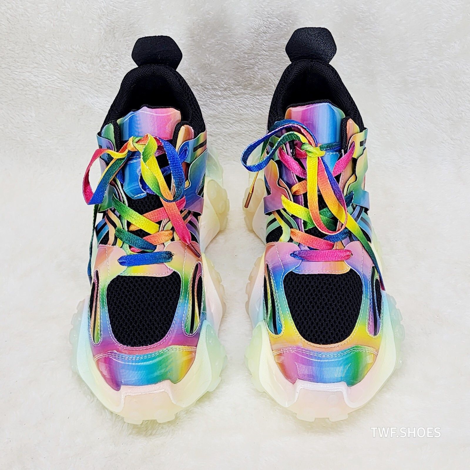 Other Anthony Wang Alien Black & Rainbow Hidden Wedge Platform Sne Size US 6 / IT 36 - 6 Thumbnail