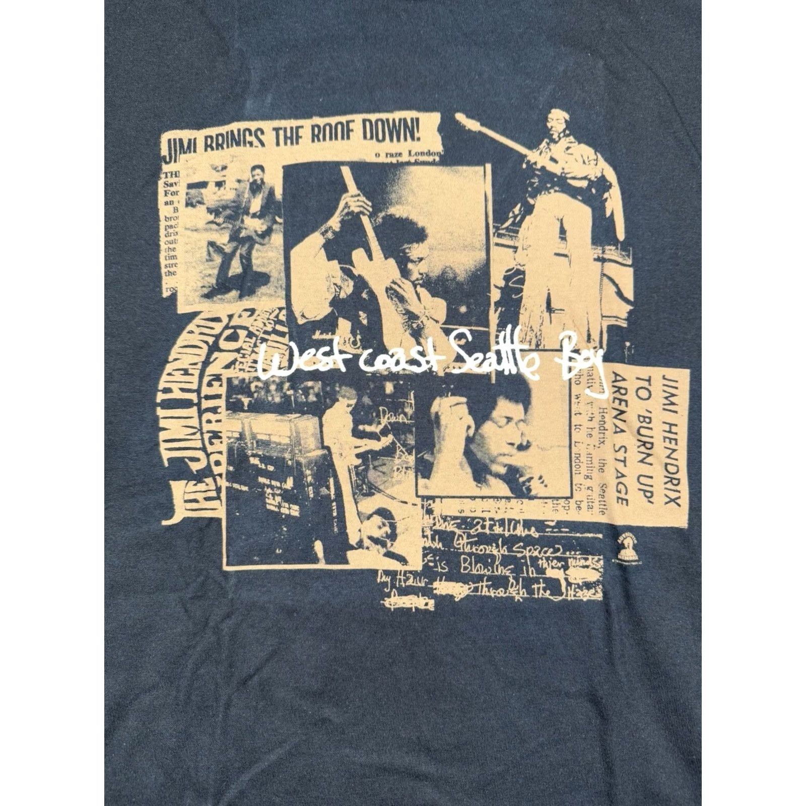Vintage Jimi Hendrix T Shirt Mens 2XL Black West Coast Seattle Boy 2010 Tribute Tour Size US XXL / EU 58 / 5 - 3 Thumbnail