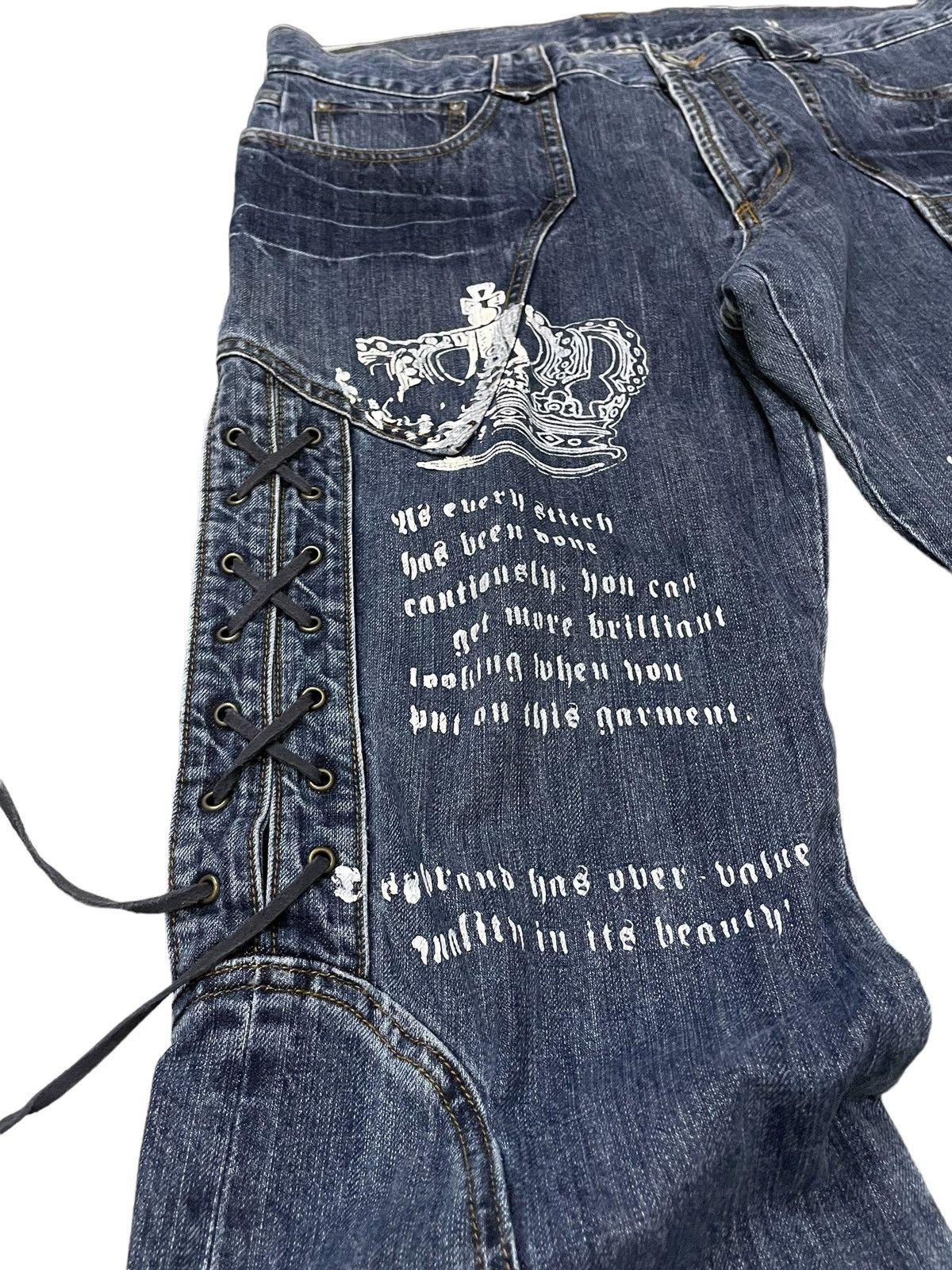 If Six Was Nine × In The Attic × Le Grande Bleu (L.G.B.) Paneled Asymmetrical Poems Flared Jeans Size US 34 / EU 50 - 13 Thumbnail