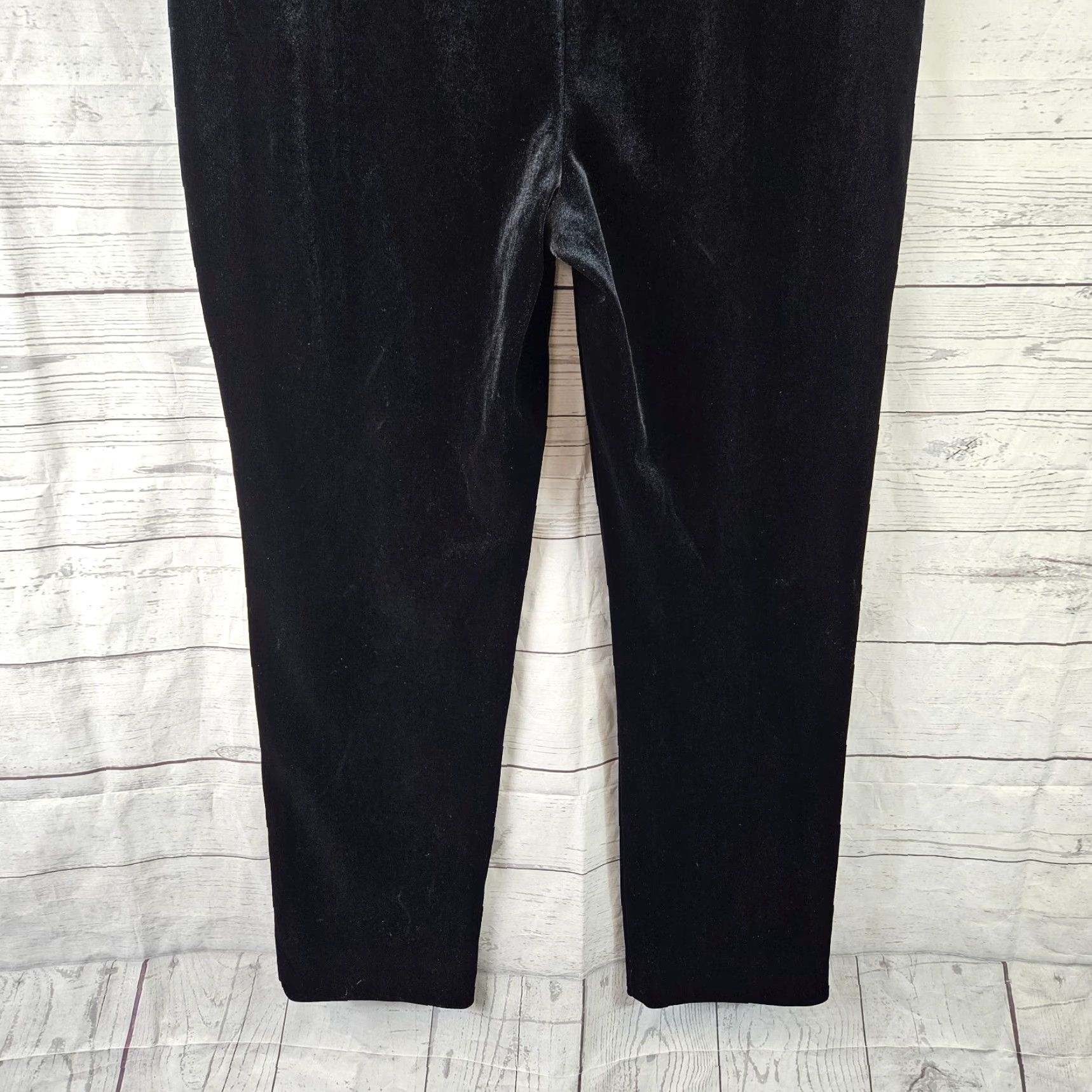 Vintage Chico's Womens Velvet Pants Pull On Solid Black 12 High Rise Ankle Size 34" / US 12 / IT 48 - 5 Thumbnail