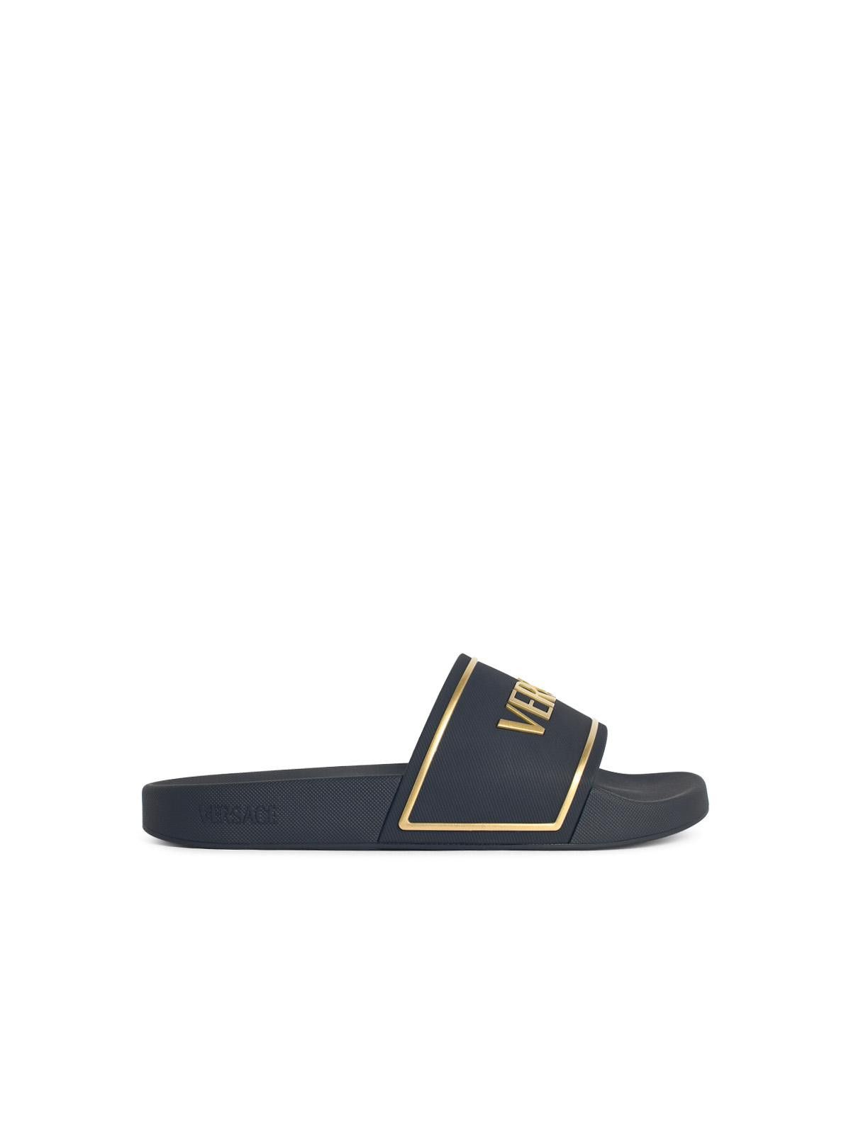 Versace VERSACE Black Rubber Slippers Size US 11 / EU 44 - 1 Thumbnail