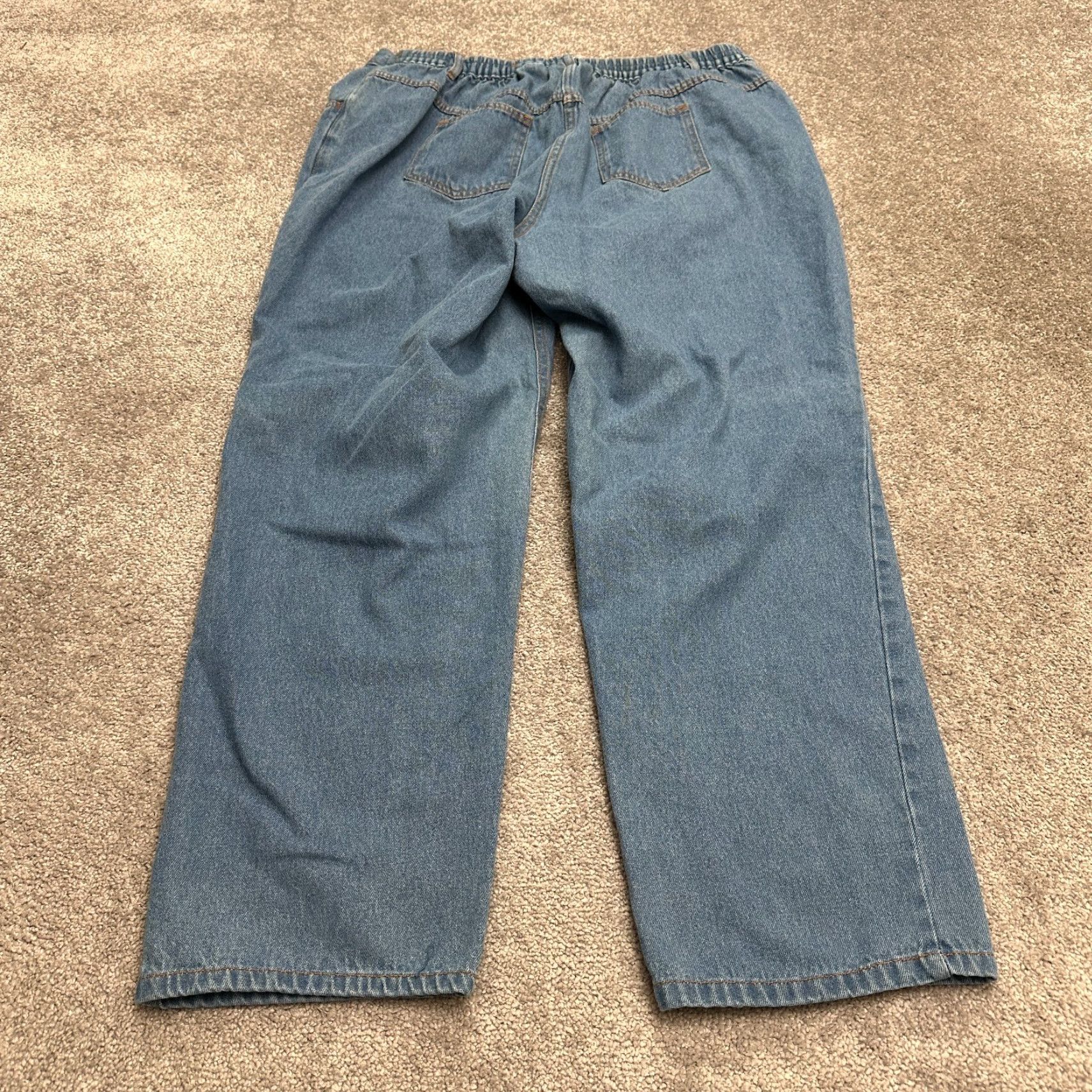Vintage Woman Within Plus Size 22W Classic Fit Wide-Leg Denim Jeans Blue Elastic Waist 5-Pocket Casual Size 40" / US 18 - 2 Thumbnail