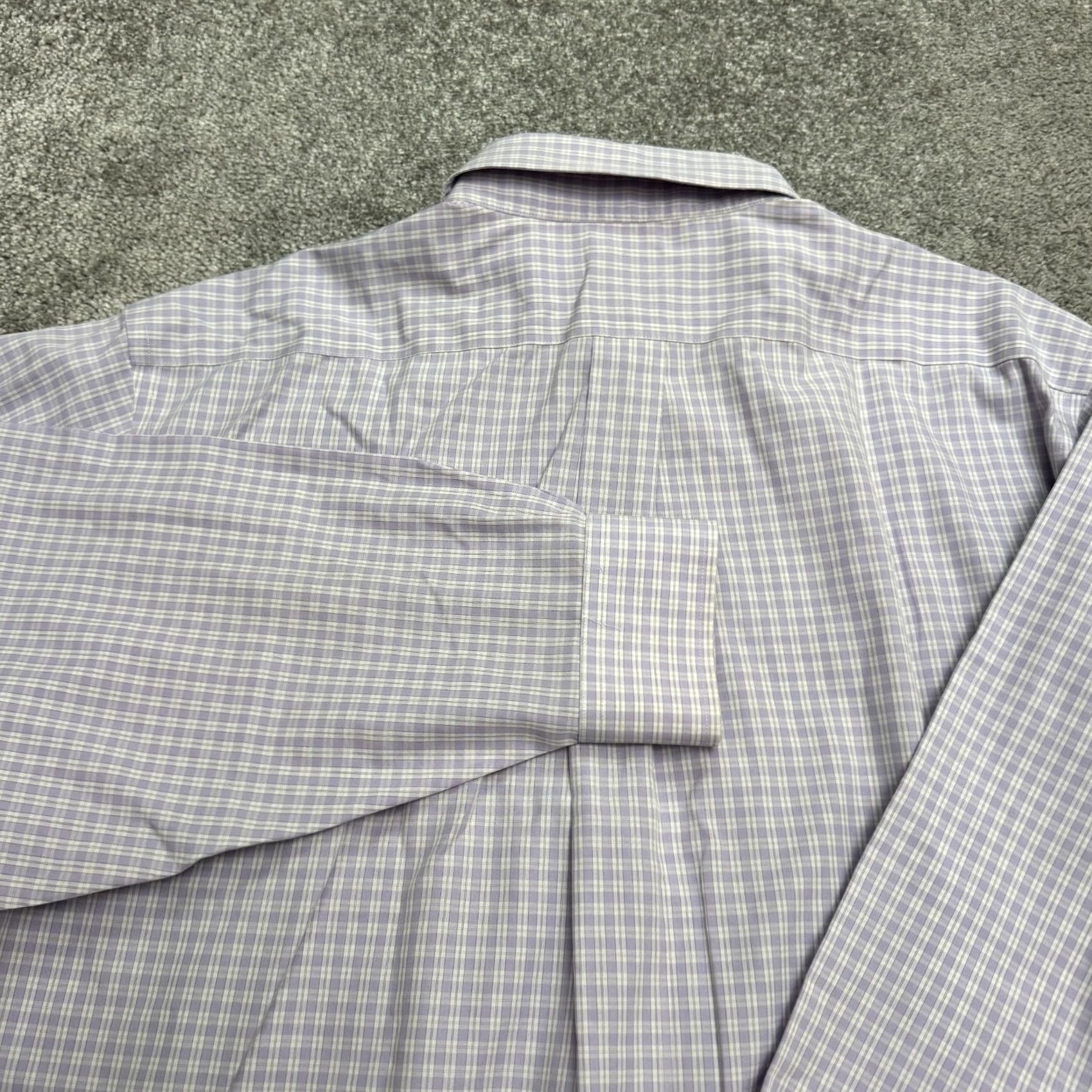 Brooks Brothers Brooks Brothers Dress Shirt Mens 16.5/33 Lavender White Check Cotton Non-Iron Size 46R - 5 Thumbnail