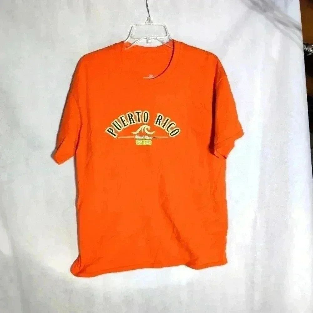 Designer Puerto Rico Beach Bum Est 1898 Orange wave tshirt sz L Size US L / EU 52-54 / 3 - 1 Thumbnail