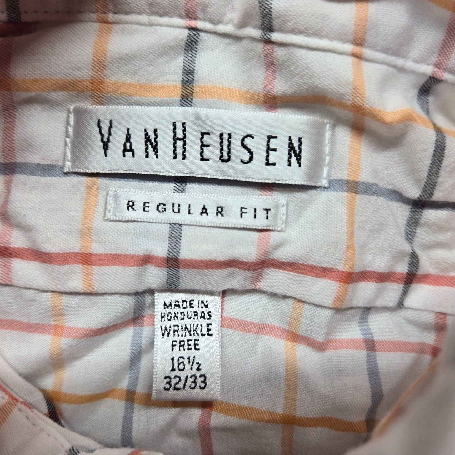 Van Heusen Van Heusen Shirt Button-Up Men 16.5 Reg White Checkered Long Sleeve Collared VINTAGE No 16.5 32/33 Size US L / EU 52-54 / 3 - 3 Thumbnail