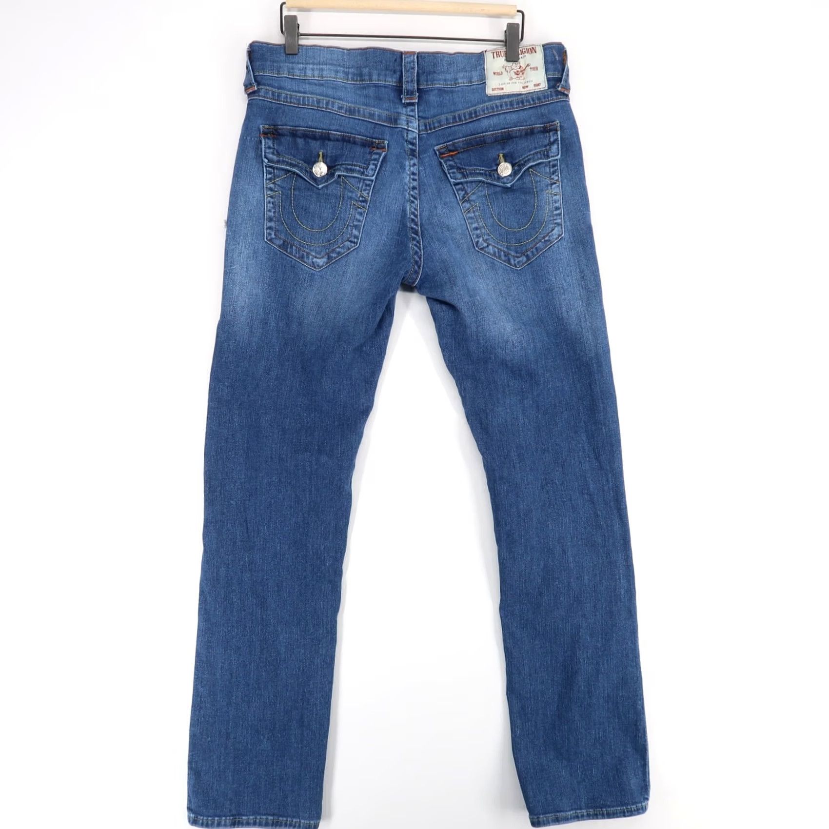 True Religion True Religion Ricky Jeans Mens 33 Blue Relaxed Straight Medium Wash Flap Pocket Size US 33 - 3 Thumbnail