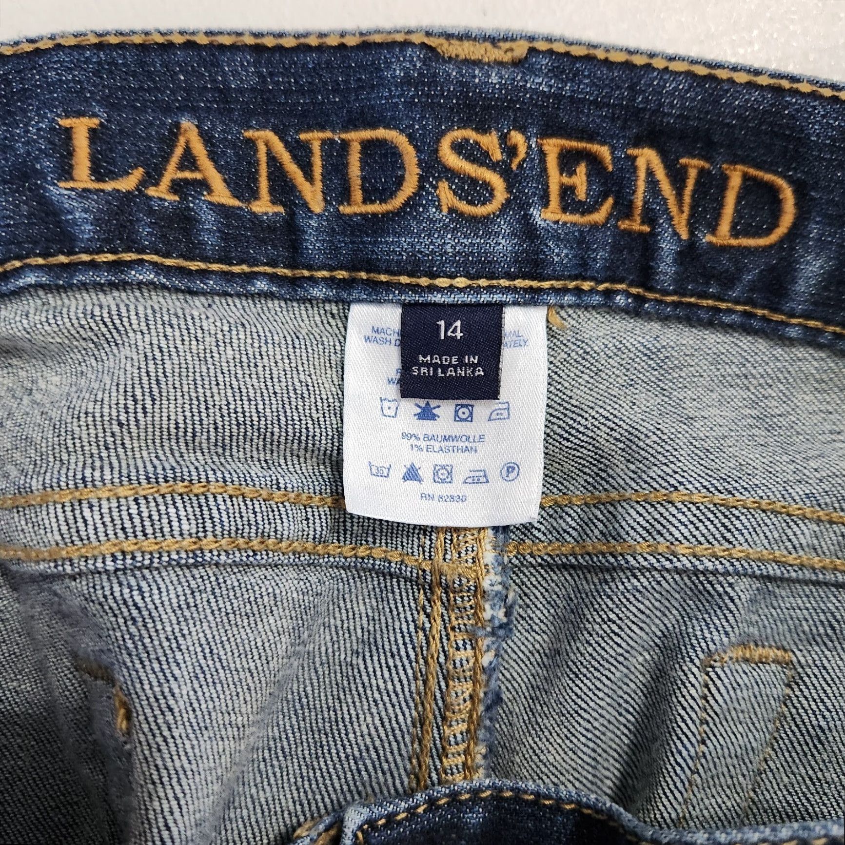 Lands' End Lands' End Jeans Bootcut Dark Wash Mid Rise 14 Women's Regular Blue Cotton Blend Denim Pants 31.5" Inseam Size 36" / US 14 / IT 50 - 7 Thumbnail