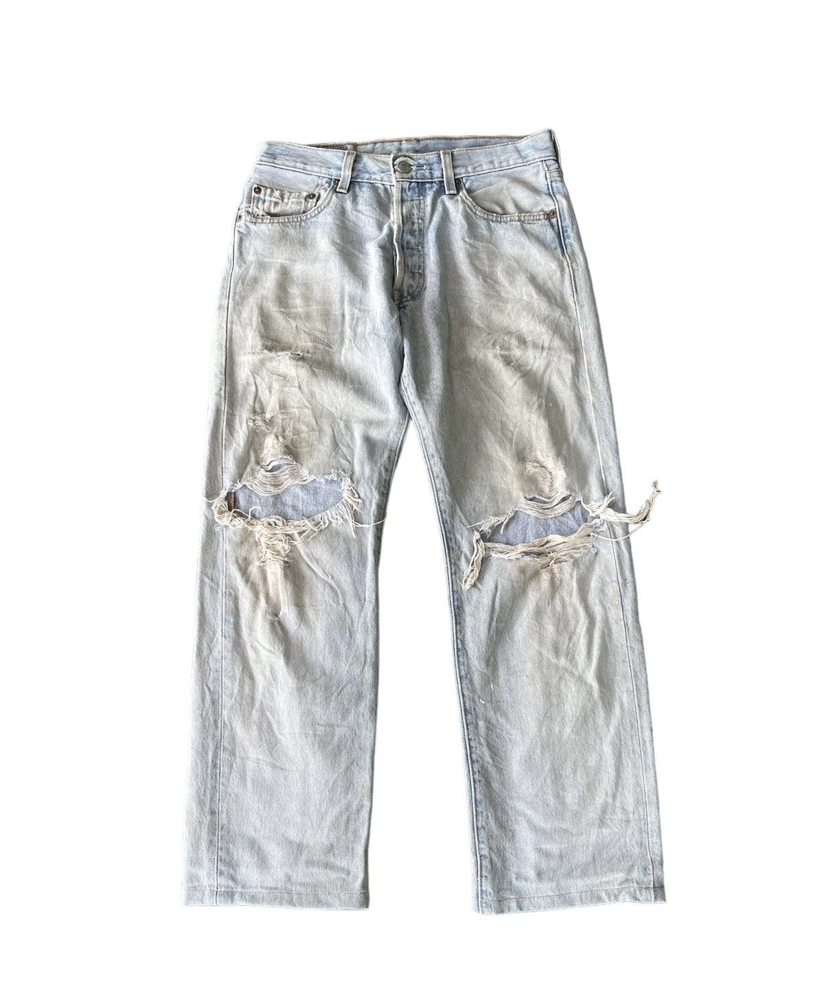 Image of Distressed Denim x Levis Vintage Levis 501 Distressed Jeans in Blue, Men's (Size 30)