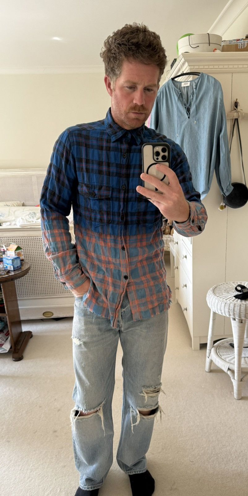 Hedi Slimane × Saint Laurent Paris SS16 Grail Saint Laurent Surf sound bleached flannel pink Size US L / EU 52-54 / 3 - 9 Thumbnail
