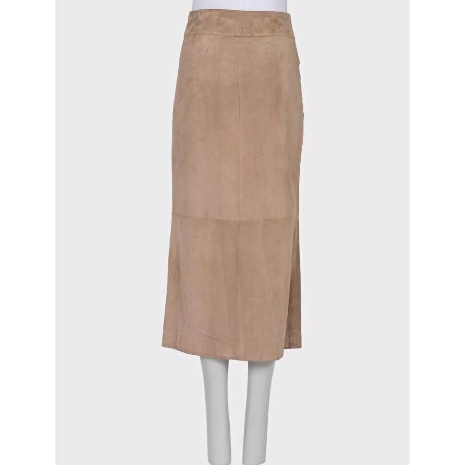Celine Celine Beige Suede Snap Button Midi Skirt - EU36/S Size 26" / US 2 / IT 38 - 3 Thumbnail