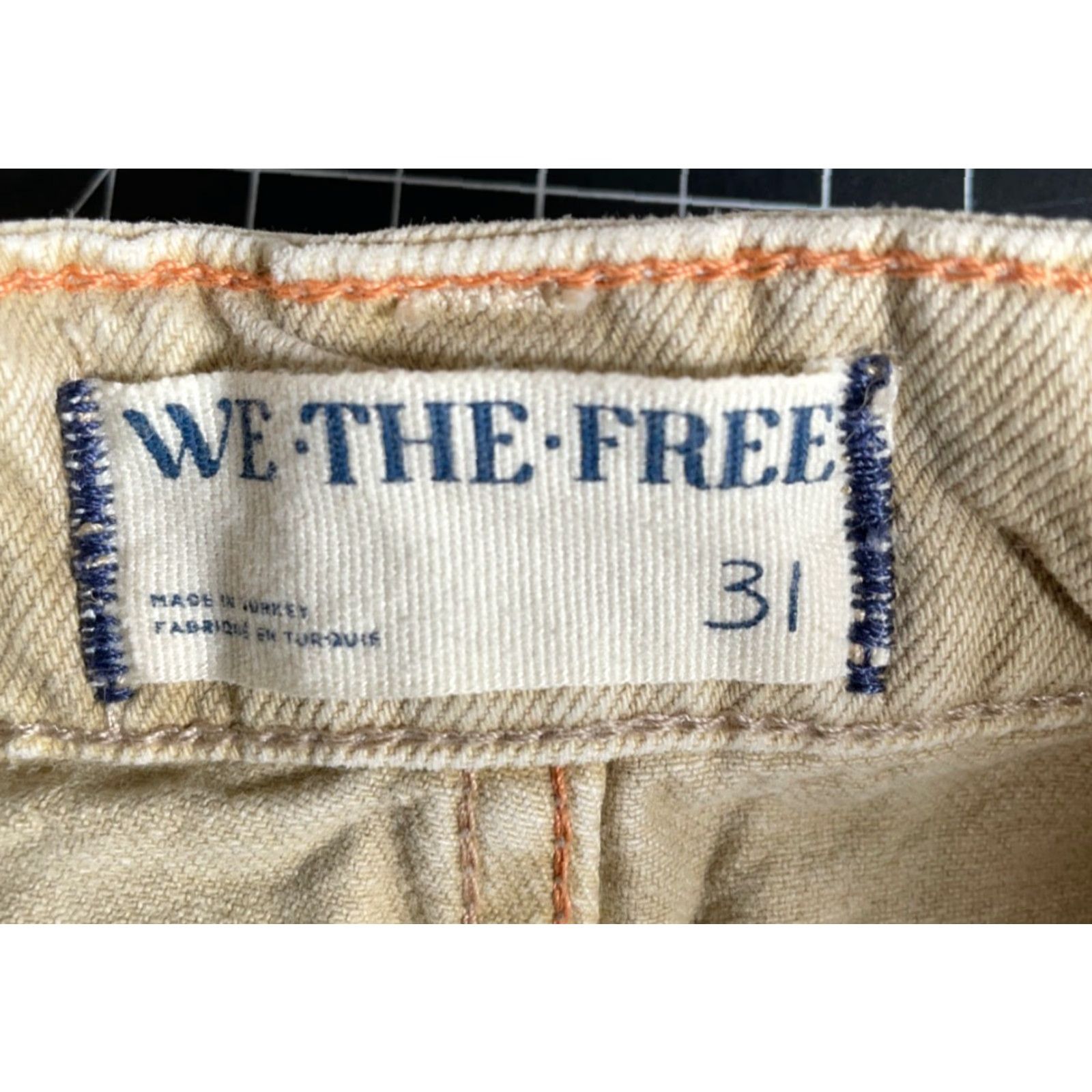 Vintage We The Free Barrel Jeans Women Regular 31 Beige Denim 5-Pocket Button Fly Wide-Leg High Rise Inseam 28" Vintage: No Size 24" / US 00 / IT 34 - 3 Thumbnail