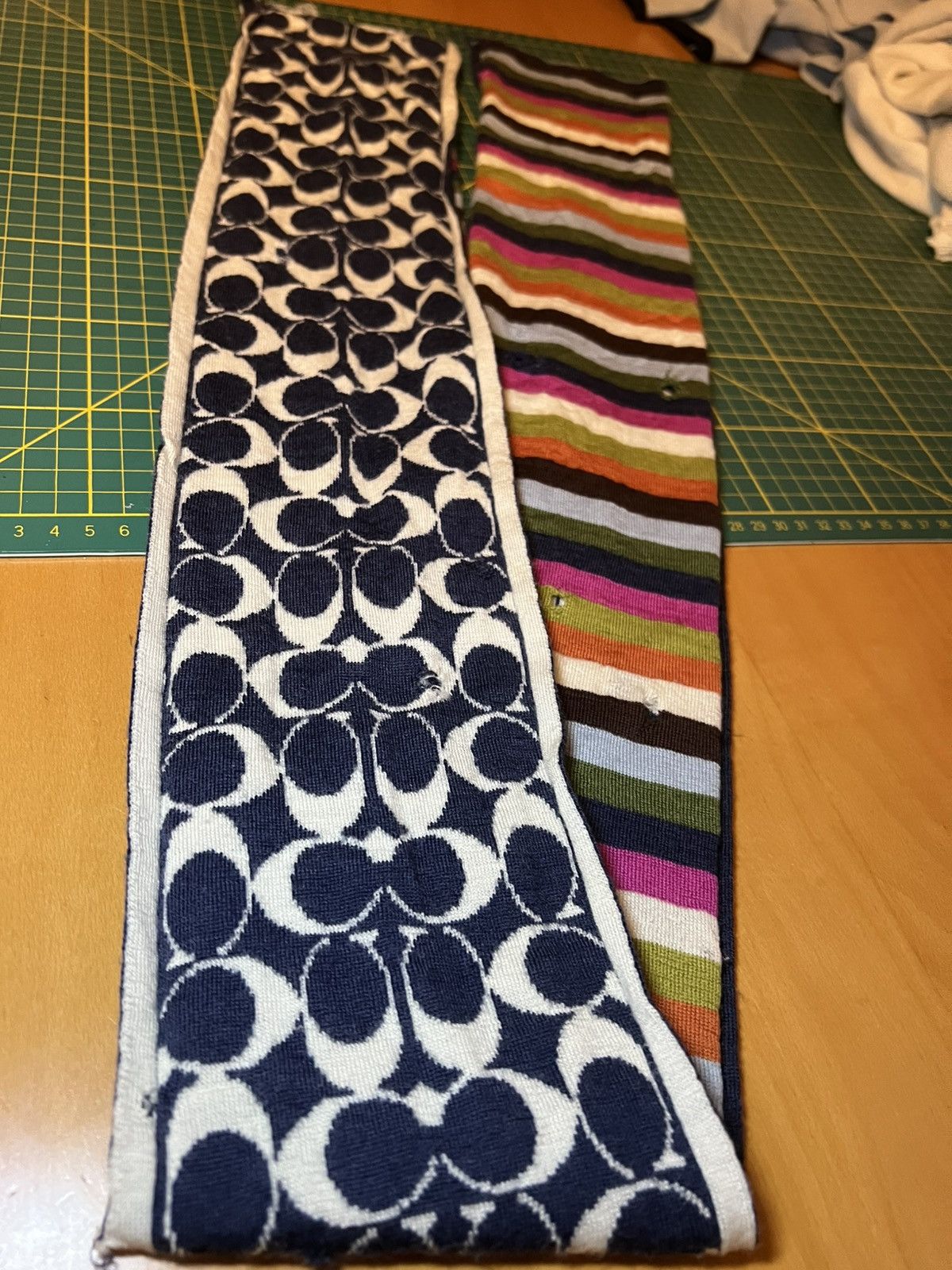 Coach Vintage thrashed multi colour striped monogram wool scarf Size ONE SIZE - 15 Thumbnail