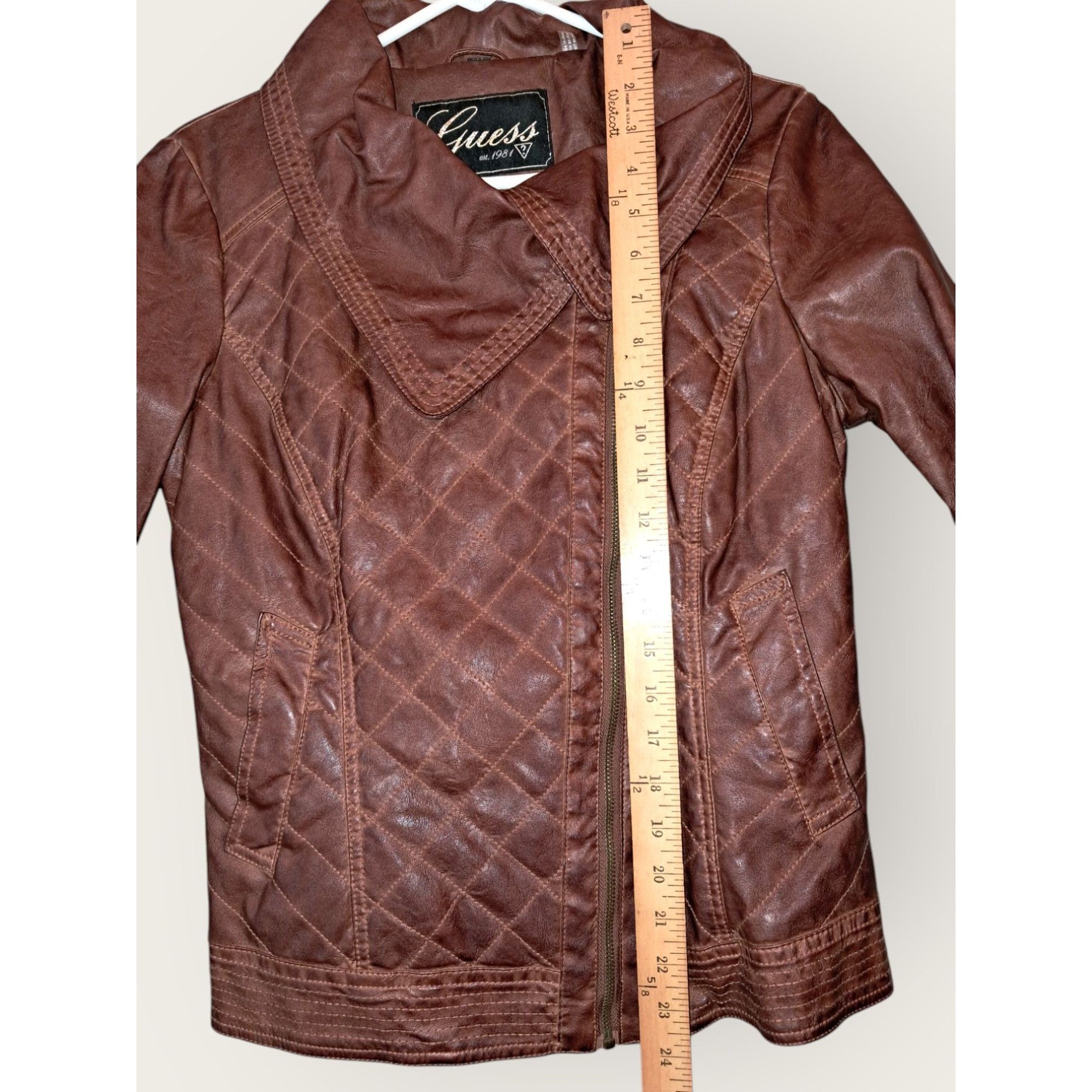 Guess Guess Women's Deep Brown Faux Leather Jacket Size Medium Size M / US 6-8 / IT 42-44 - 14 Thumbnail