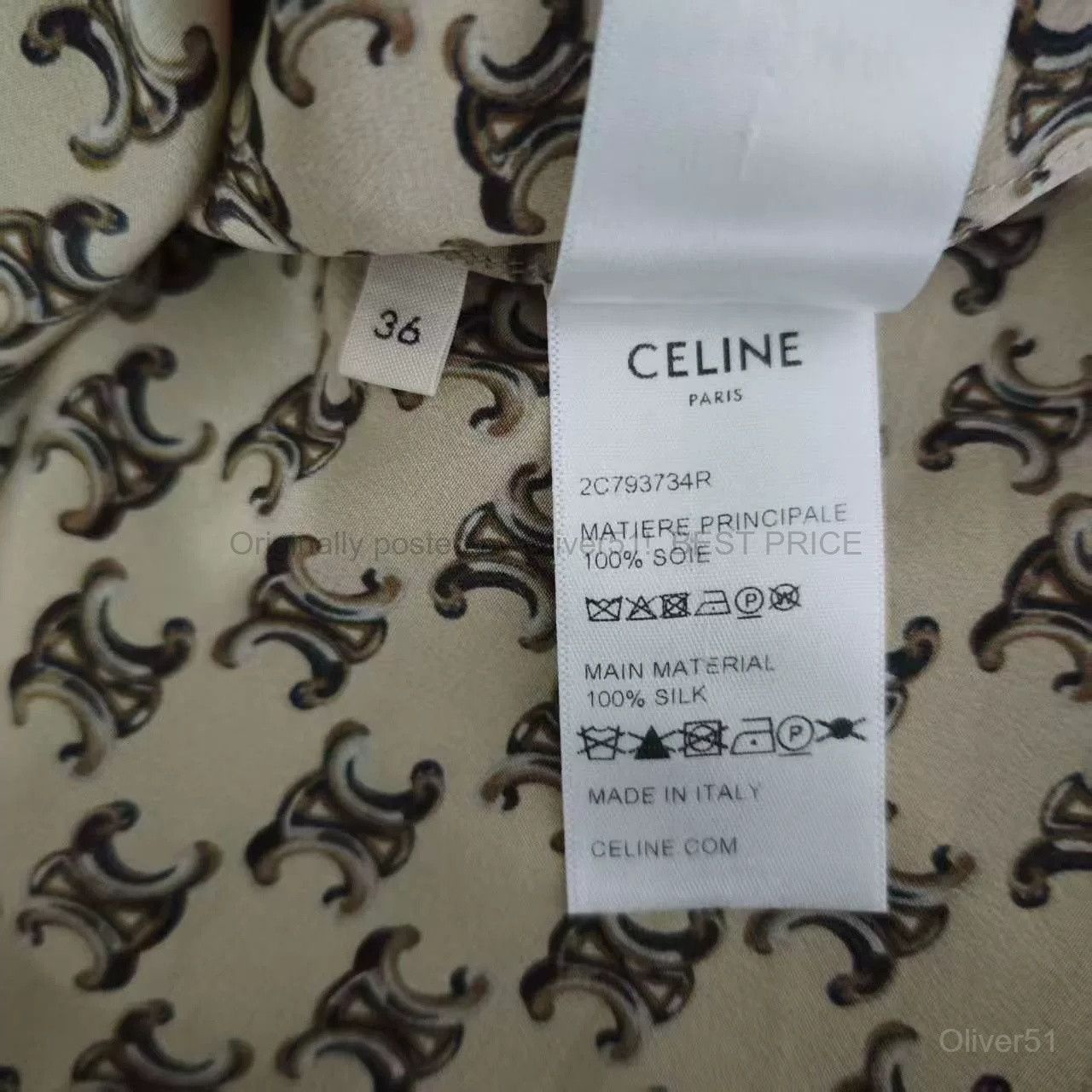 Celine Celine Allover Triomphe Logo Crew Neck Silk BFAJMNO511 Size US XXS / EU 40 - 5 Thumbnail