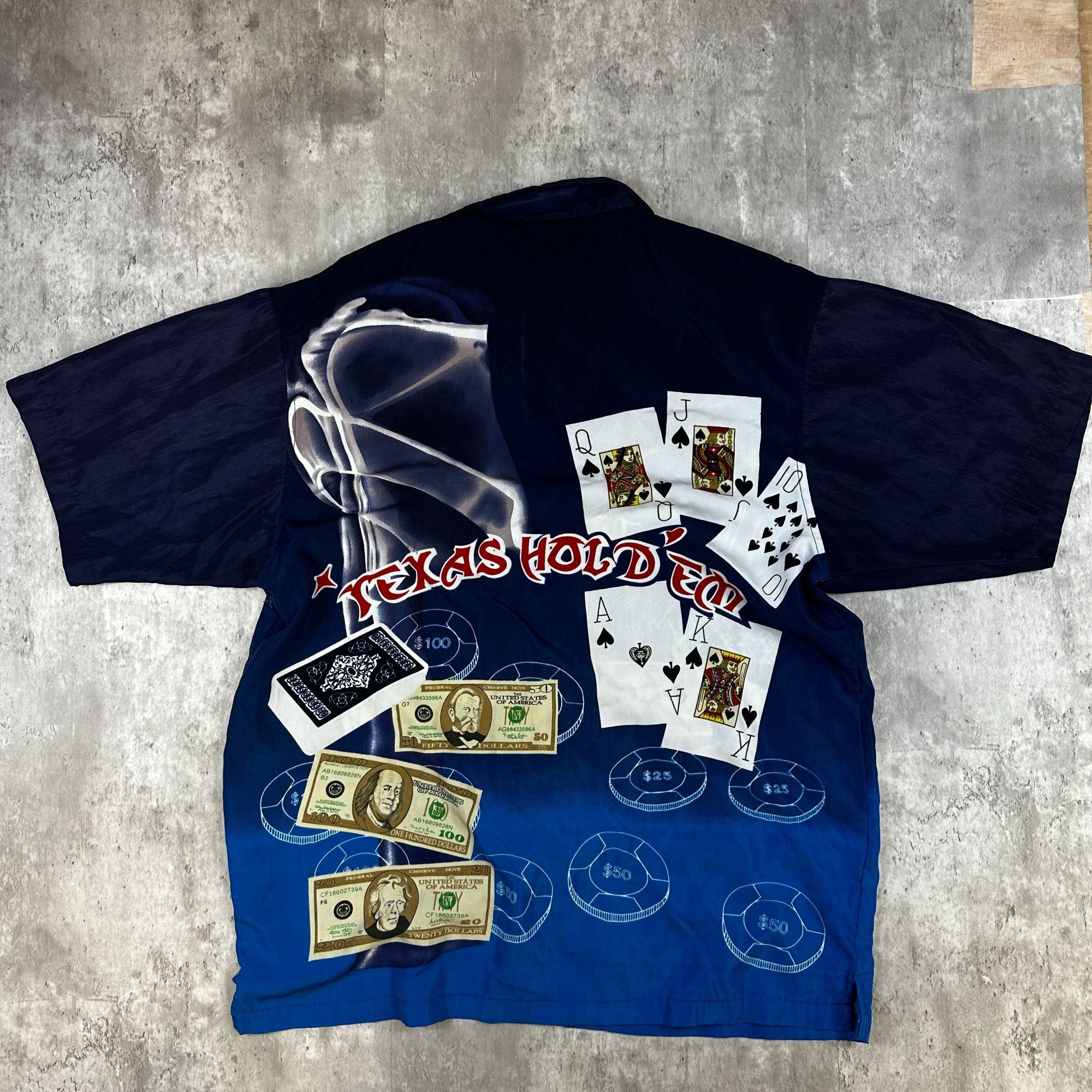 Vintage Texas Hold EmThemed Button-Up Shirt Medium J/E/T 100% Polyes Size US M / EU 48-50 / 2 - 2 Thumbnail