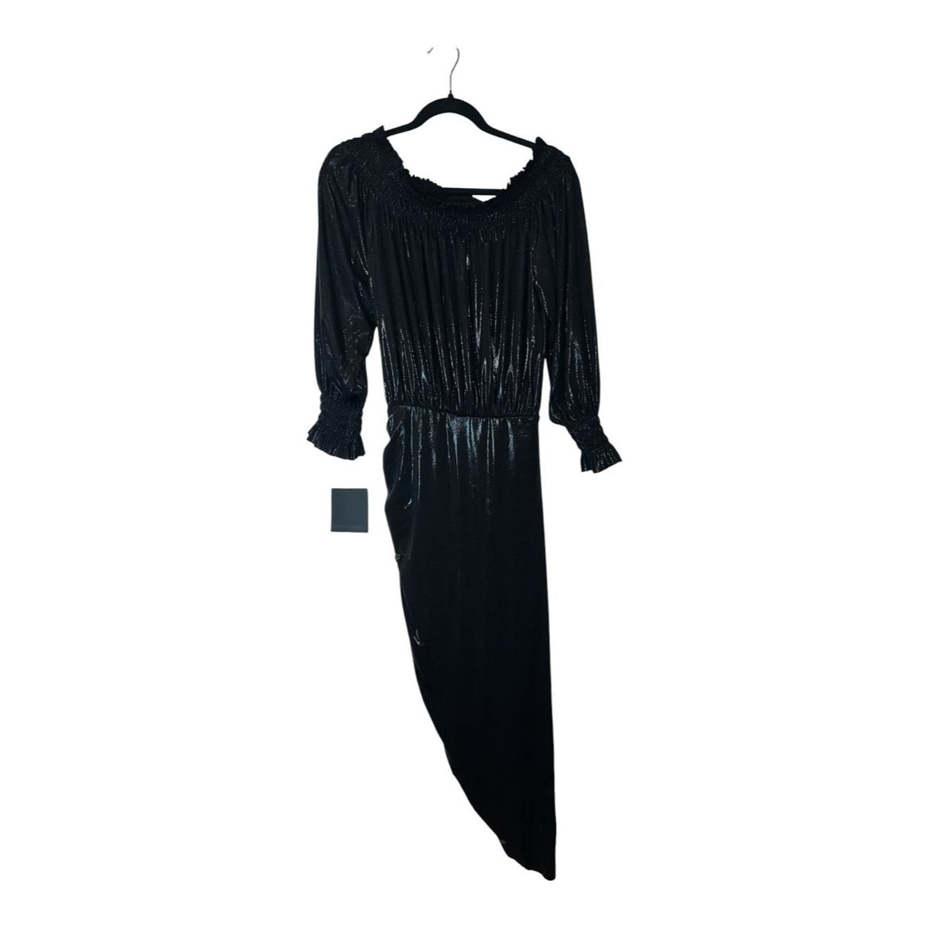 Norma Kamali Norma Kamali Long Sleeve Peasant Side Drape Gown Black Meta Size XS / US 0-2 / IT 36-38 - 4 Thumbnail