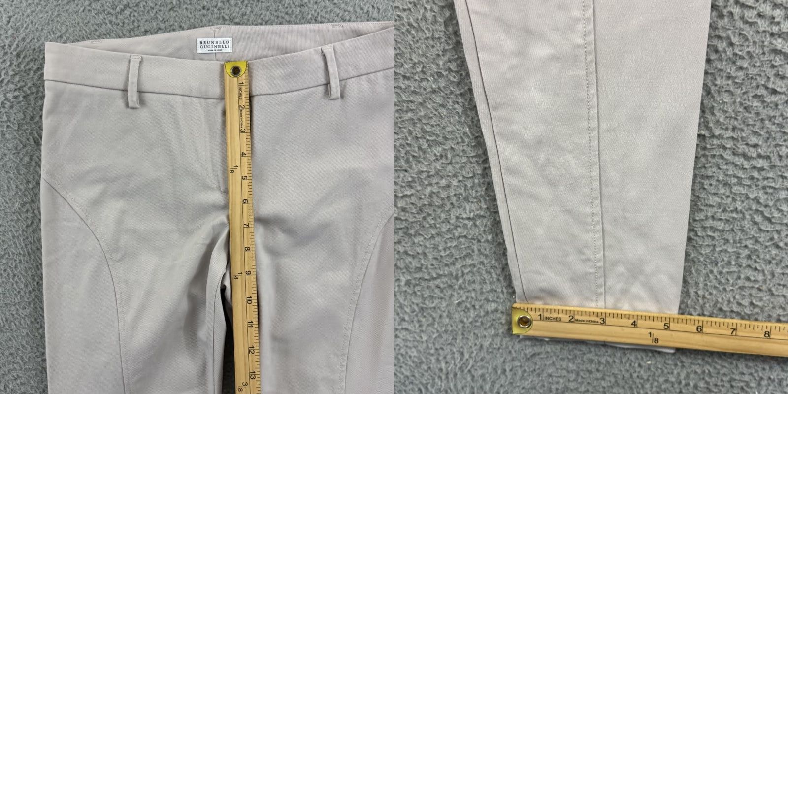 Brunello Cucinelli VINTAGE Brunello Cucinelli Pants Womens 6 Ivory Twill Flat Front Trousers Preppy Italy Size 28" / US 6 / IT 42 - 9 Thumbnail
