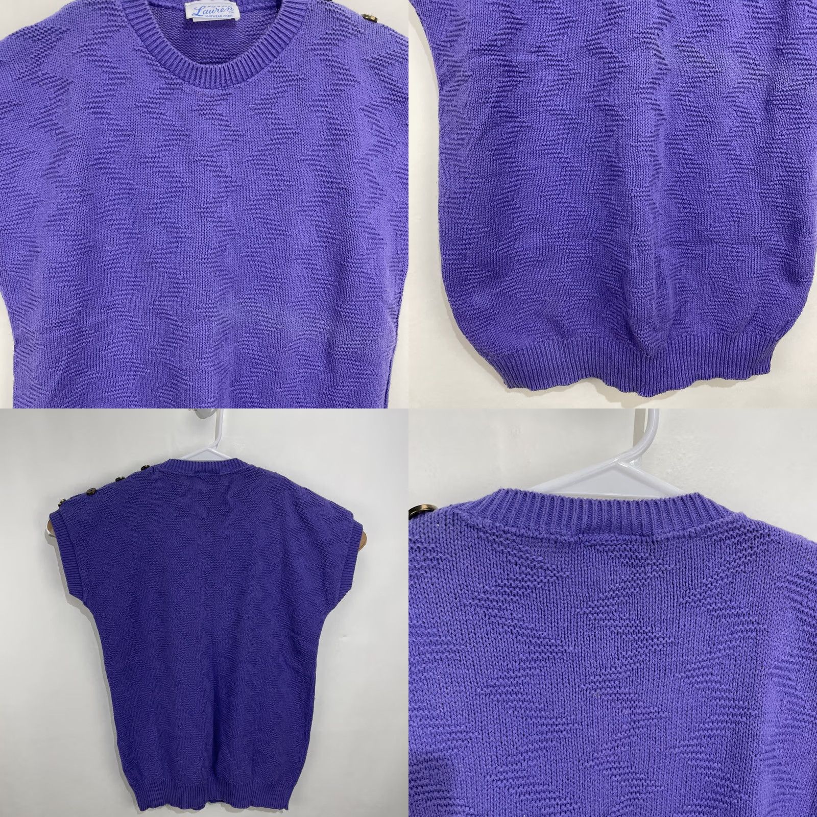 Vintage VINTAGE Lauren Vest Shirt Sleeveless Large Purple USA Knitwear Corp Crew Neck Button Logo 100% Cotton Men’s? No, Women’s? Size L / US 10 / IT 46 - 8 Thumbnail
