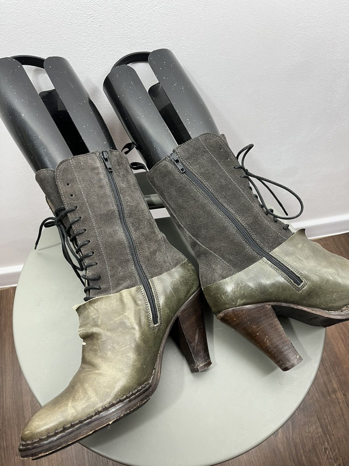 Other Atelier do Sapato Lace Up Suede Leather High Heel Boots 37 Size US 6.5 / IT 36.5 - 10 Thumbnail