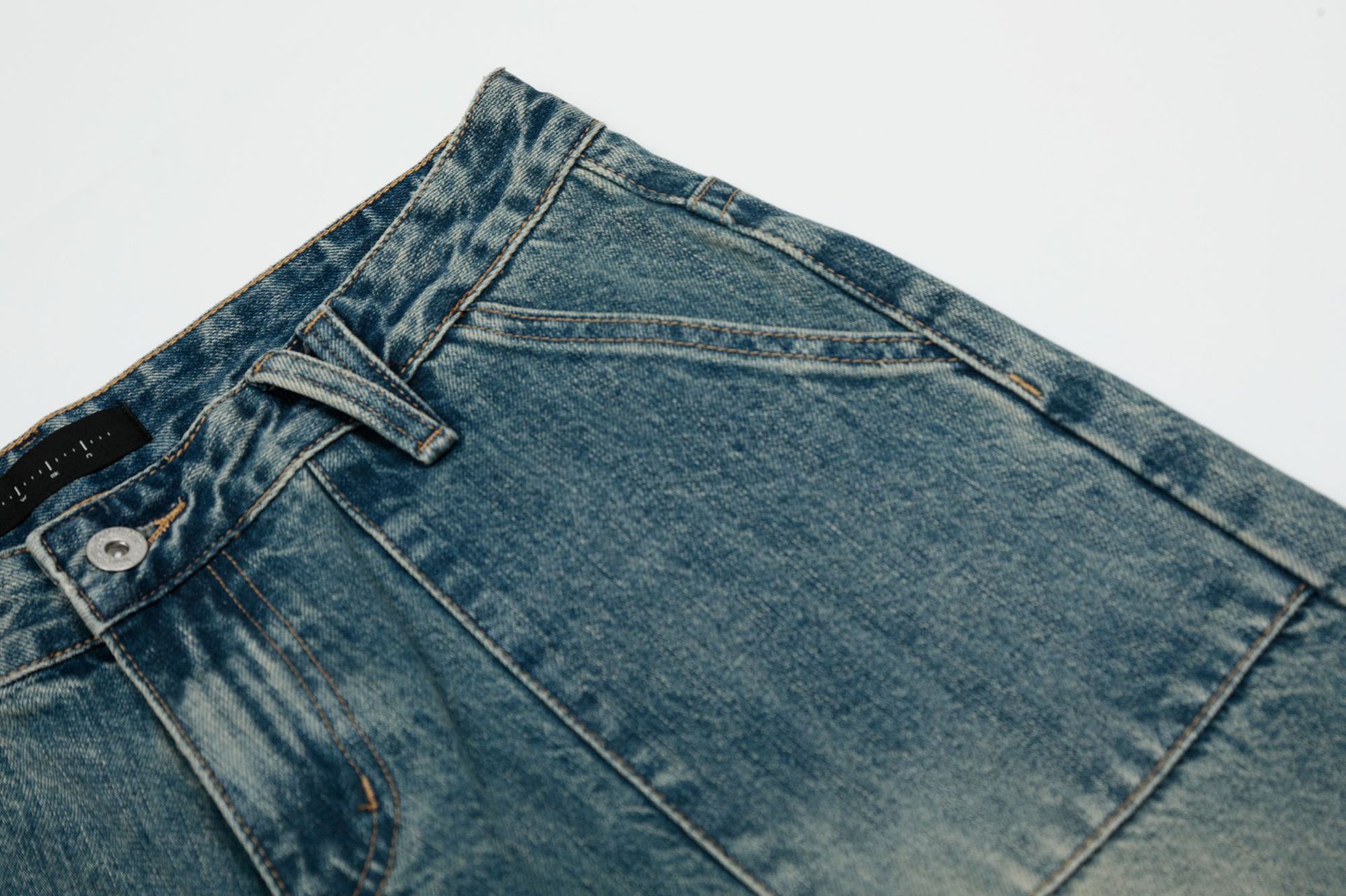 Vintage Street retro patchwork straight loose men's washed jeans Size US 32 / EU 48 - 5 Thumbnail