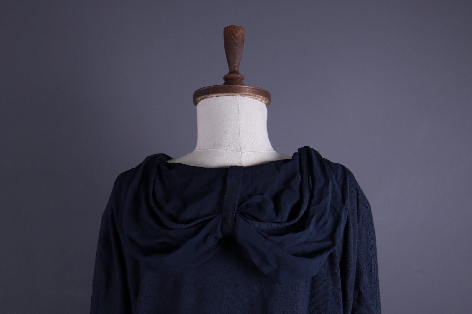 Designer Annette Gortz Dark Blue Wool Hooded Oversized Sweater Size M Size M / US 6-8 / IT 42-44 - 8 Thumbnail