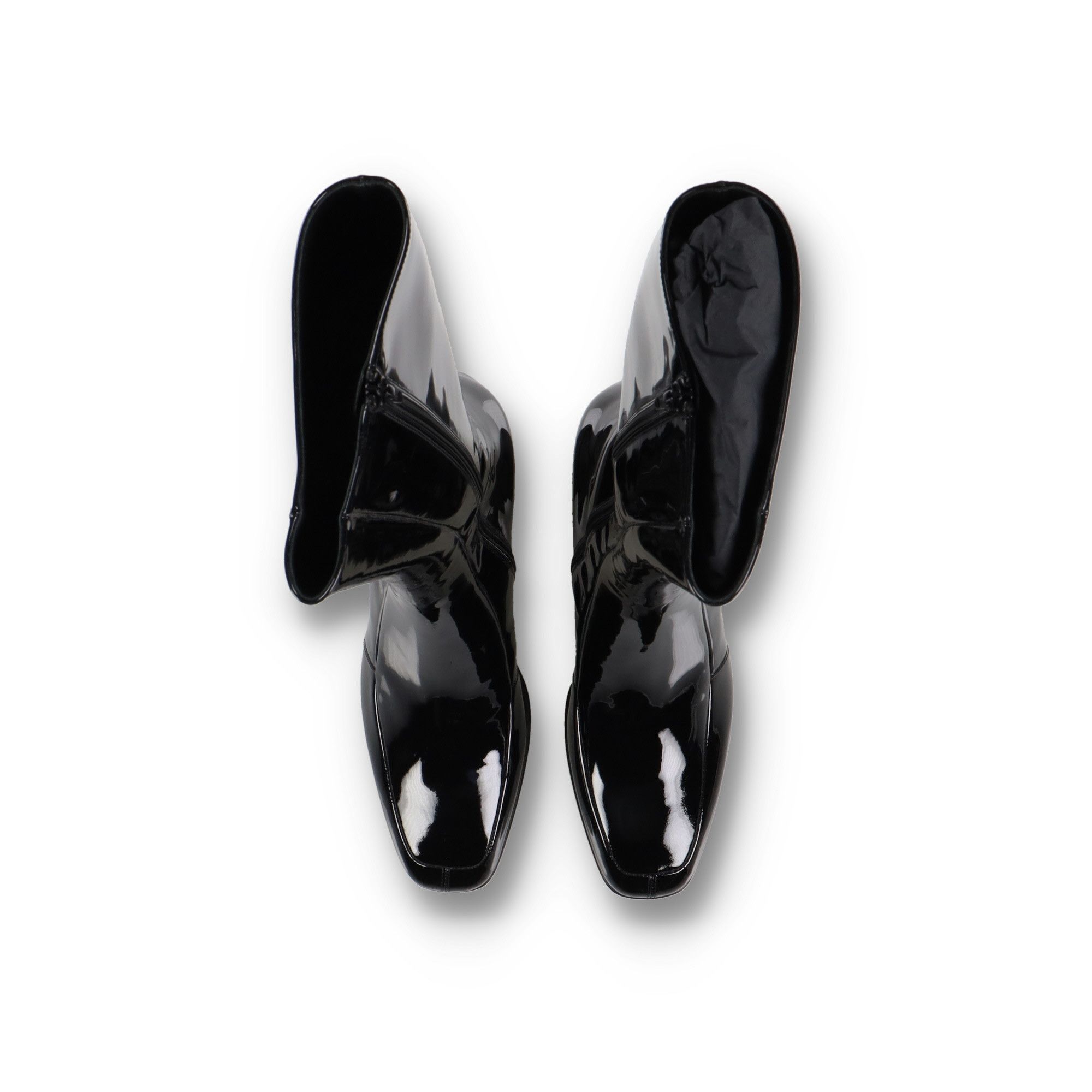 Saint Laurent Paris Black Patent Leather Otto 70 Zip Boots Size US 8 / EU 41 - 4 Thumbnail