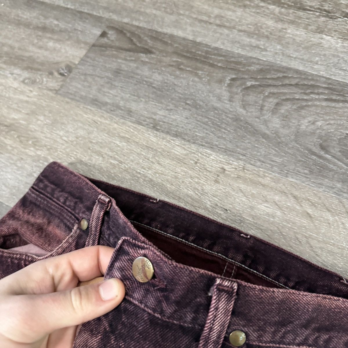 StraightFaded × Vintage × Wrangler Crazy Vintage 90s wrangler faded pink/black distressed jeans Size US 33 - 5 Thumbnail