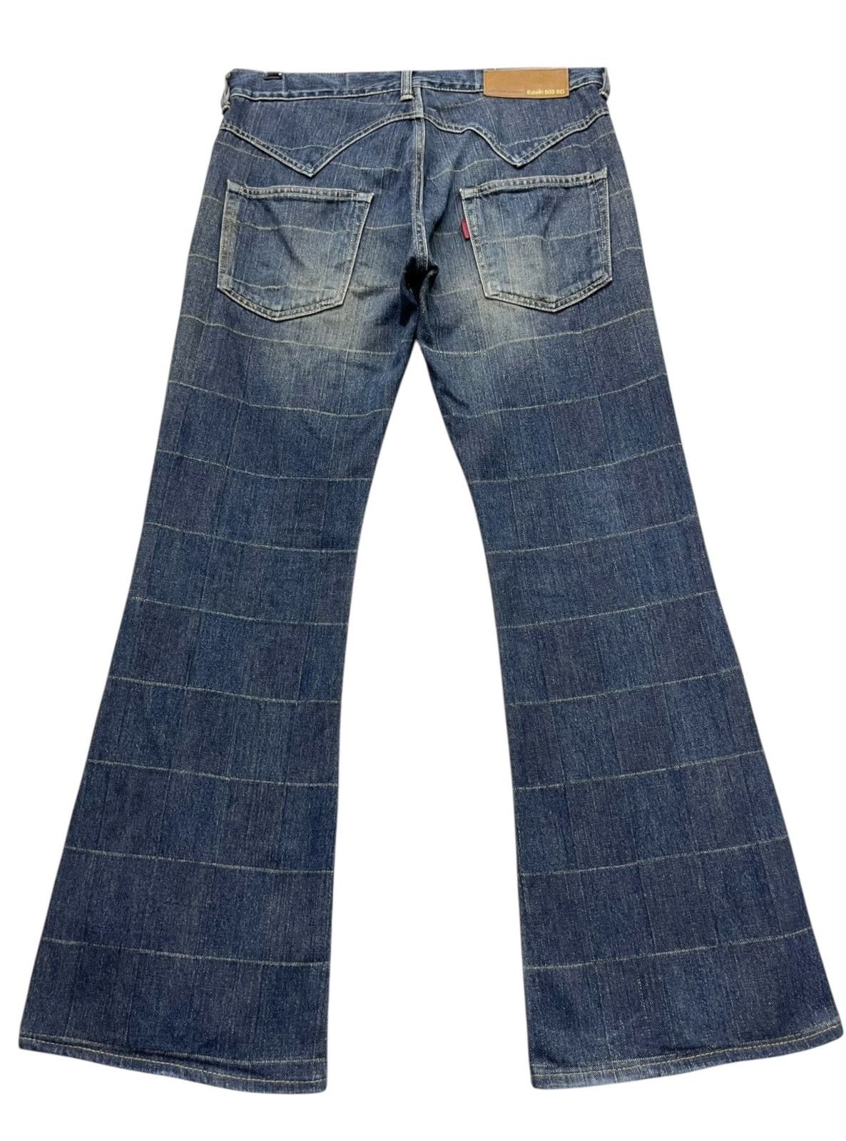 Edwin EDWIN 503 Perfect FLARE Grunge Mudwash Plaid Design Denim Size US 31 - 4 Thumbnail