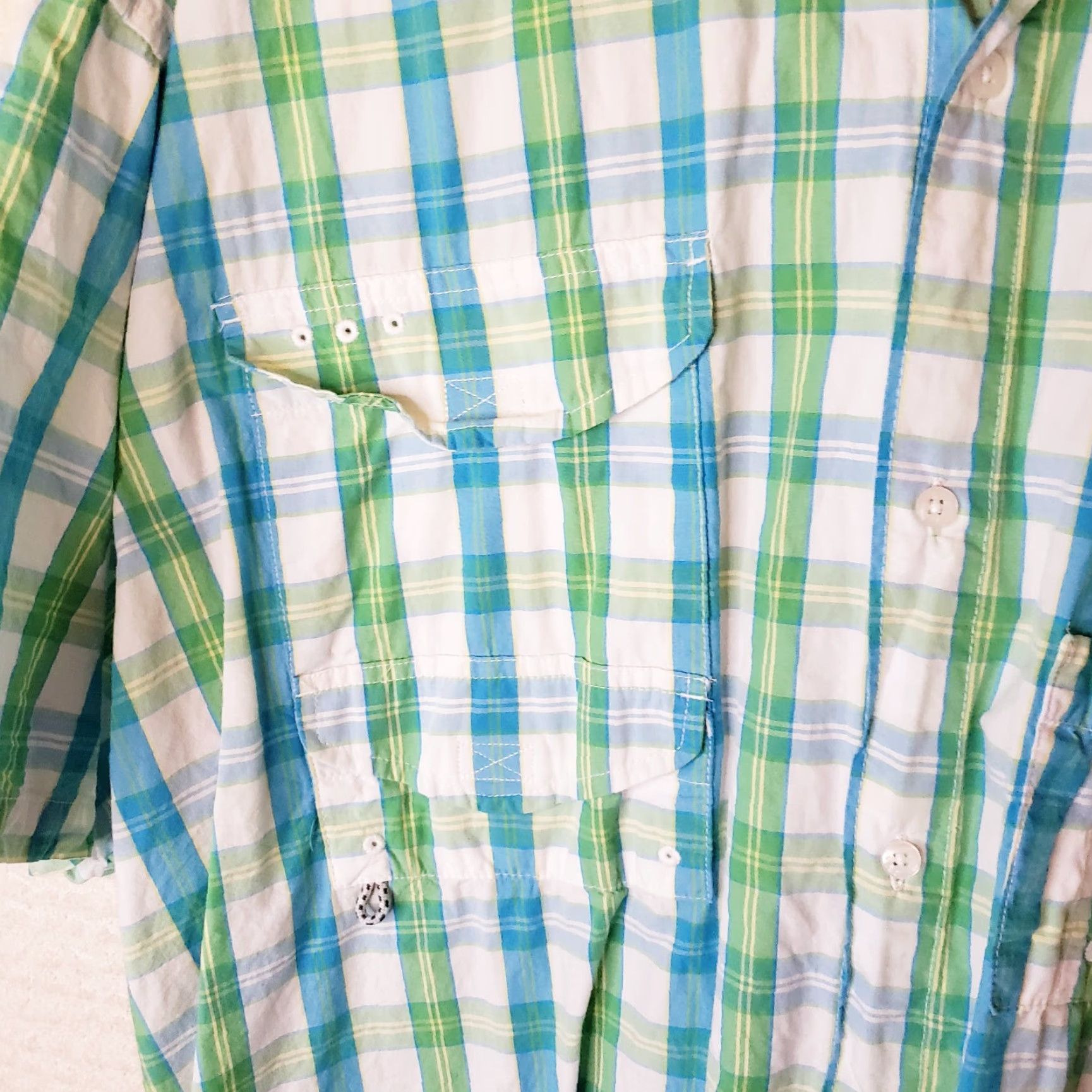 Vintage Columbia PFG Super Bonehead Fishing Shirt XXL Blue Green Plaid Short Sleeve Button-Up Size US XXL / EU 58 / 5 - 5 Thumbnail